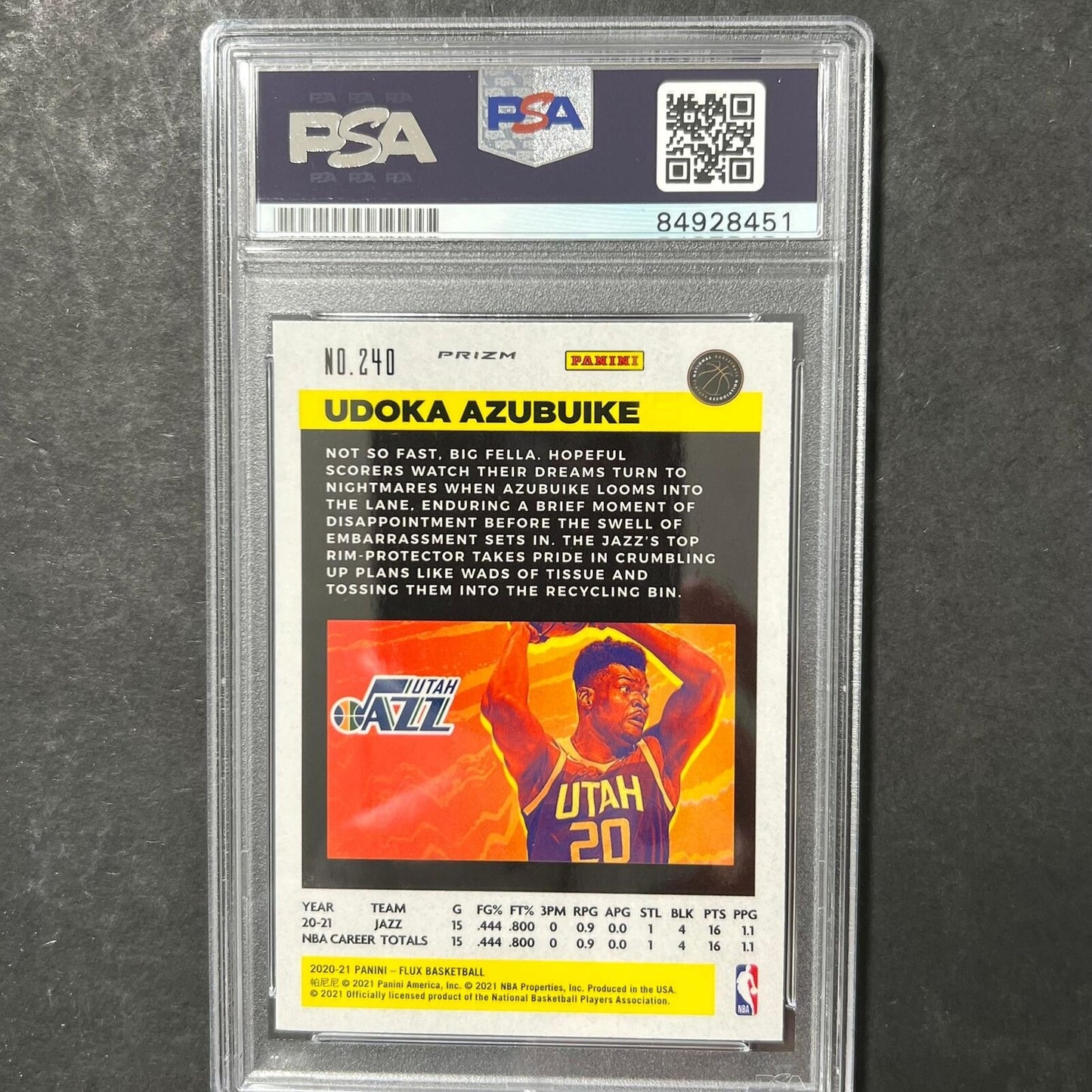 2020-21 Panini Flux #240 Udoka Azubuike AUTO Signed Card PSA/DNA Encapsulated Ja