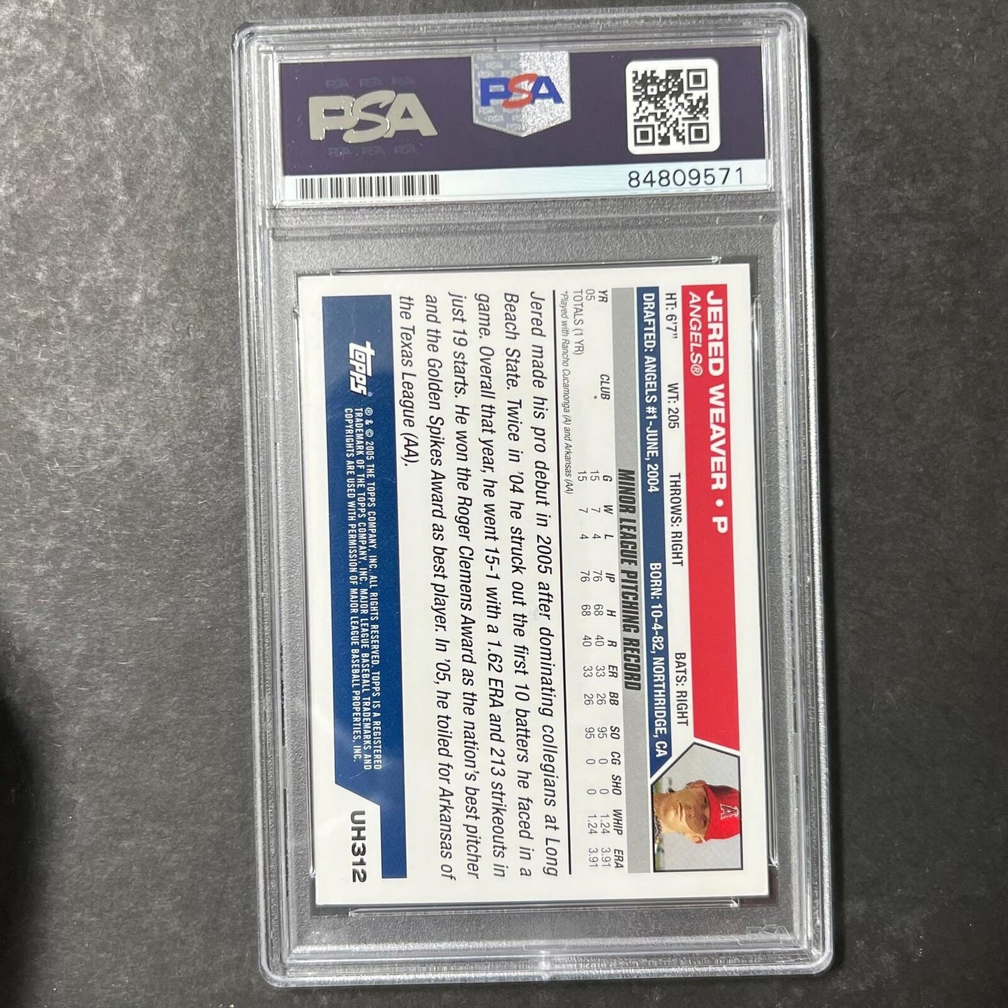 2005 Topps #UH312 Jered Weaver Signed Card AUTO PSA/DNA Slabbed Angels