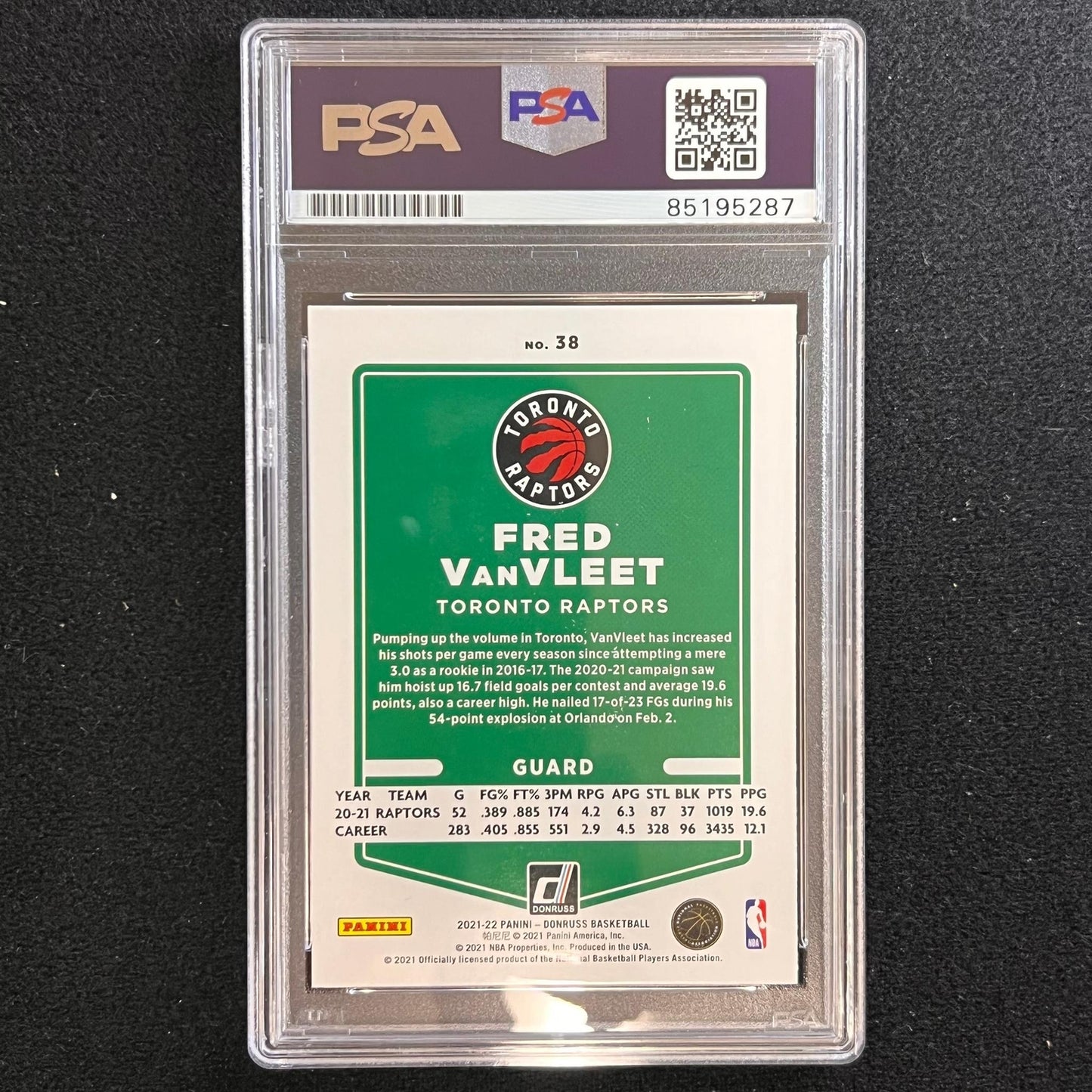 2021-22 Panini Donruss #38 Fred VanVleet Signed Card AUTO PSA Slabbed Raptors