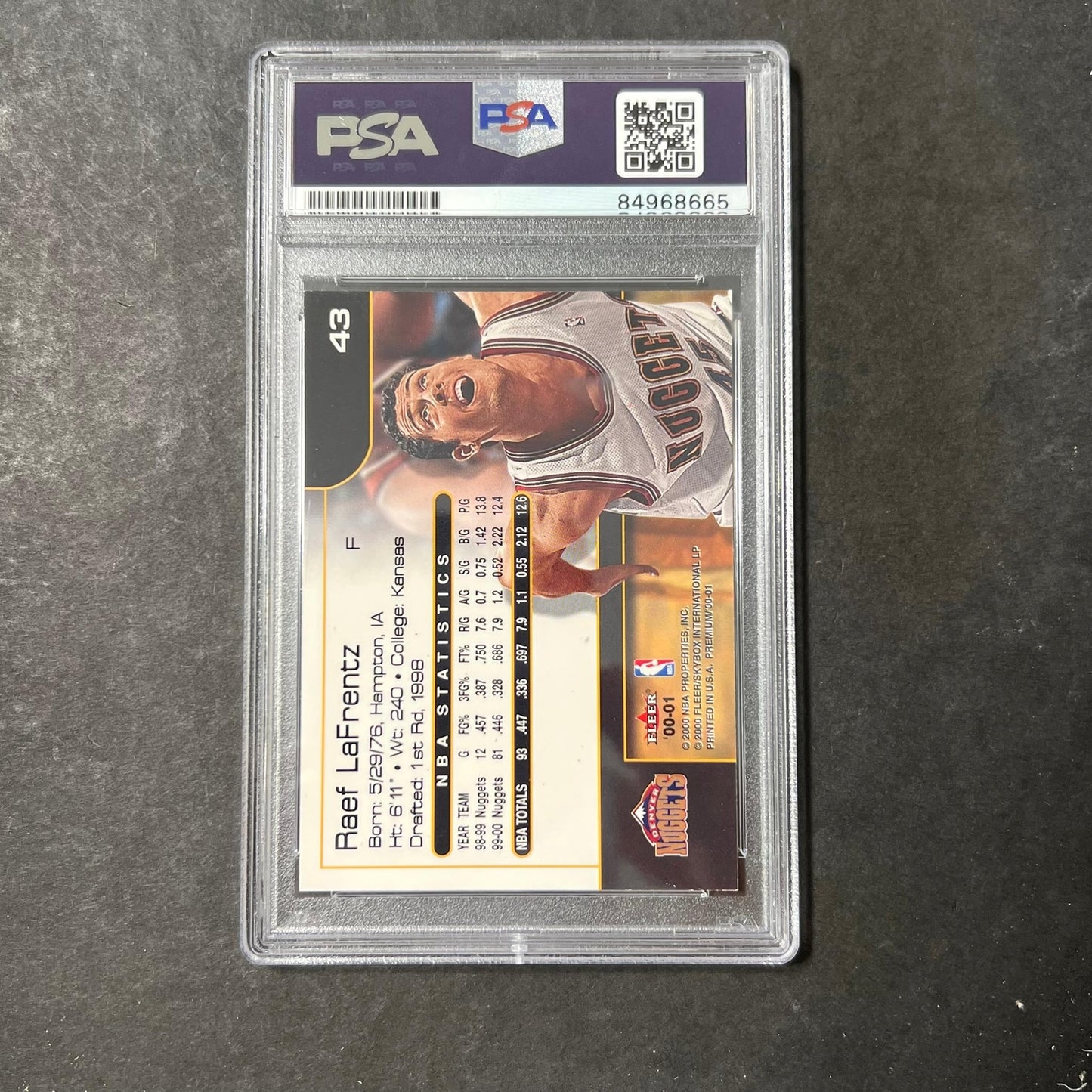 2000 Fleer #43 Raef LaFrentz Signed Card AUTO PSA Slabbed Nuggets