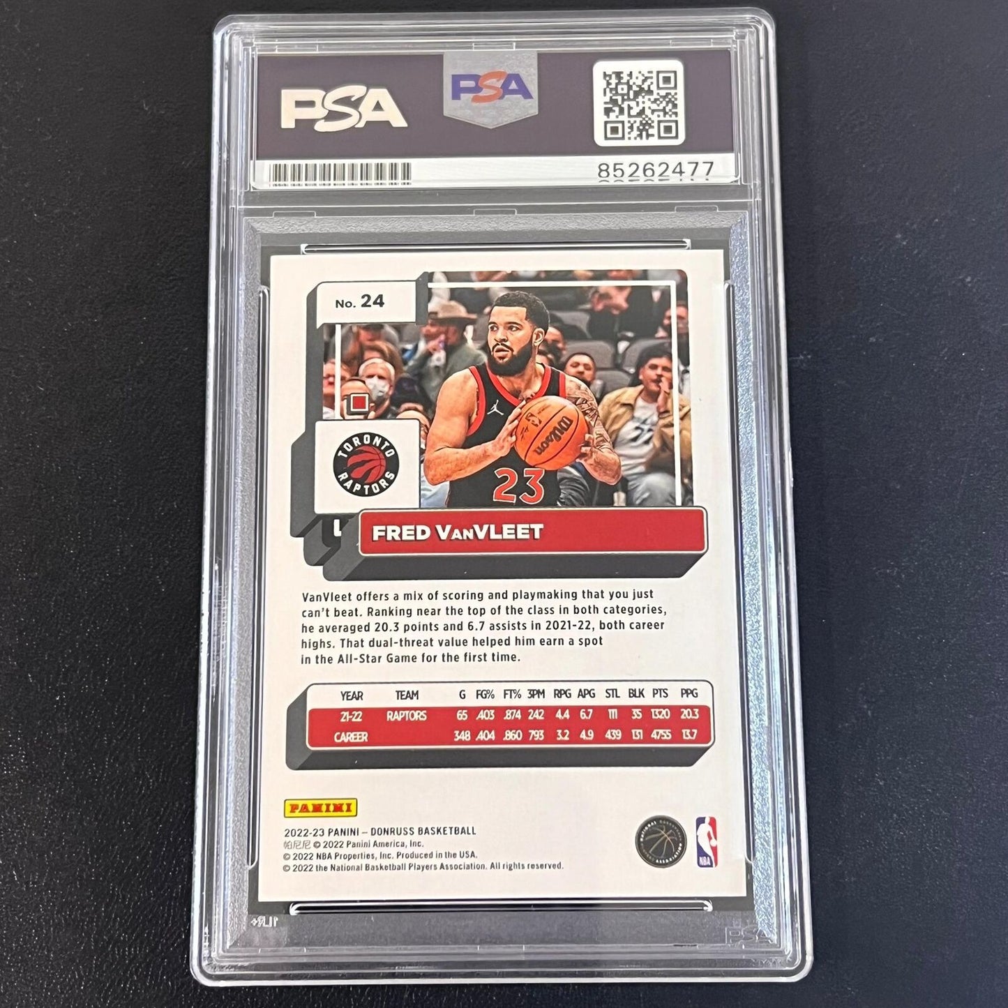 2022-23 PANINI Donruss #24 Fred VanVleet Signed Card AUTO PSA Slabbed Raptors
