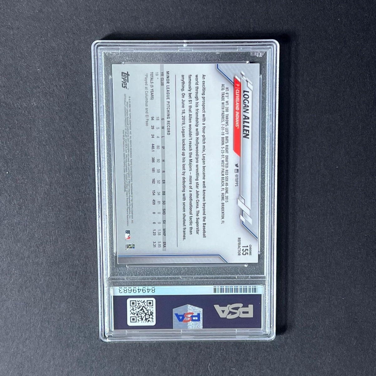 2020 Topps Chrome #155 Logan Allen Signed Card PSA Slabbed Auto Grade 10 Guardia
