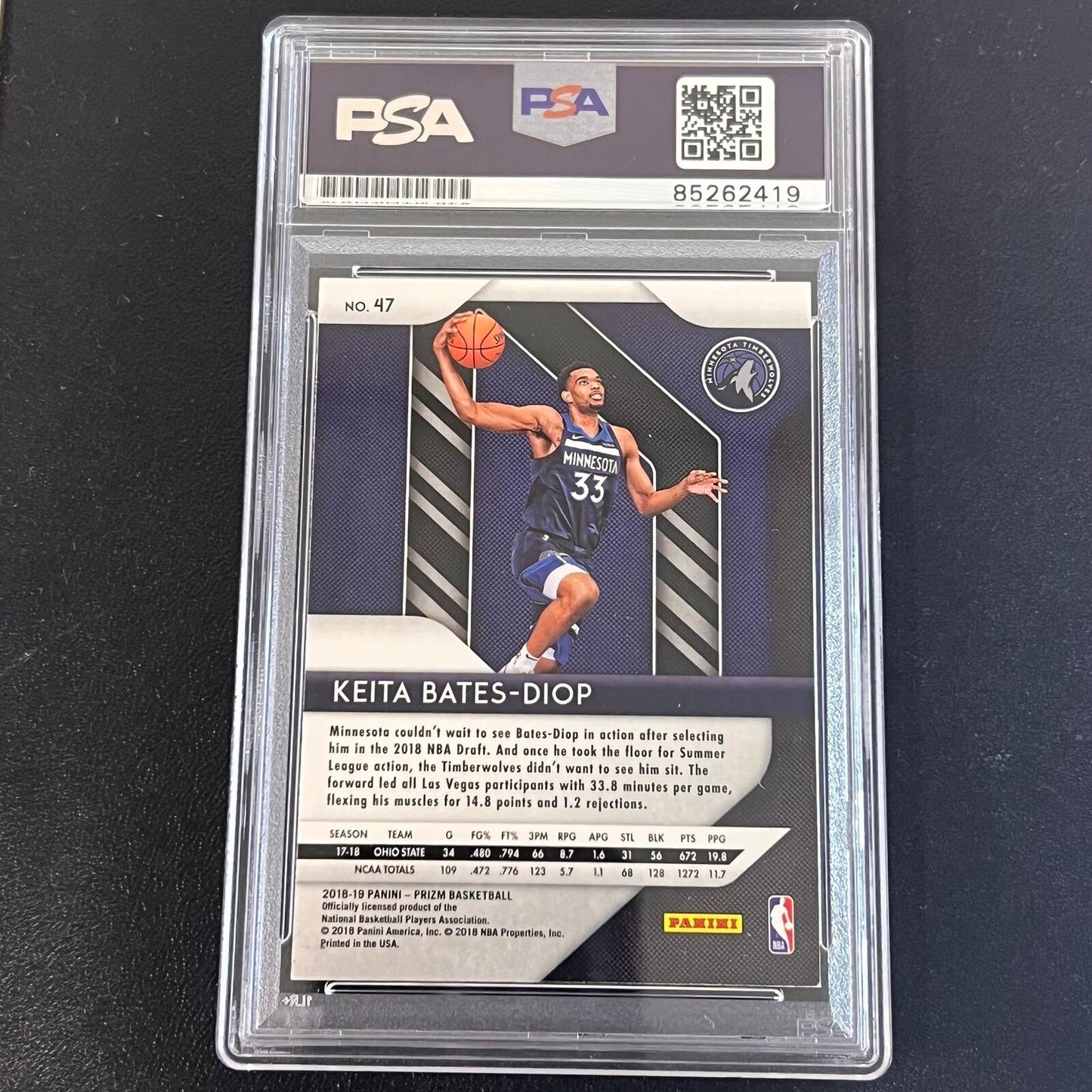 2018-19 Panini Prizm #47 Keita Bates-Diop Signed Card AUTO PSA/DNA Slabbed RC Ti