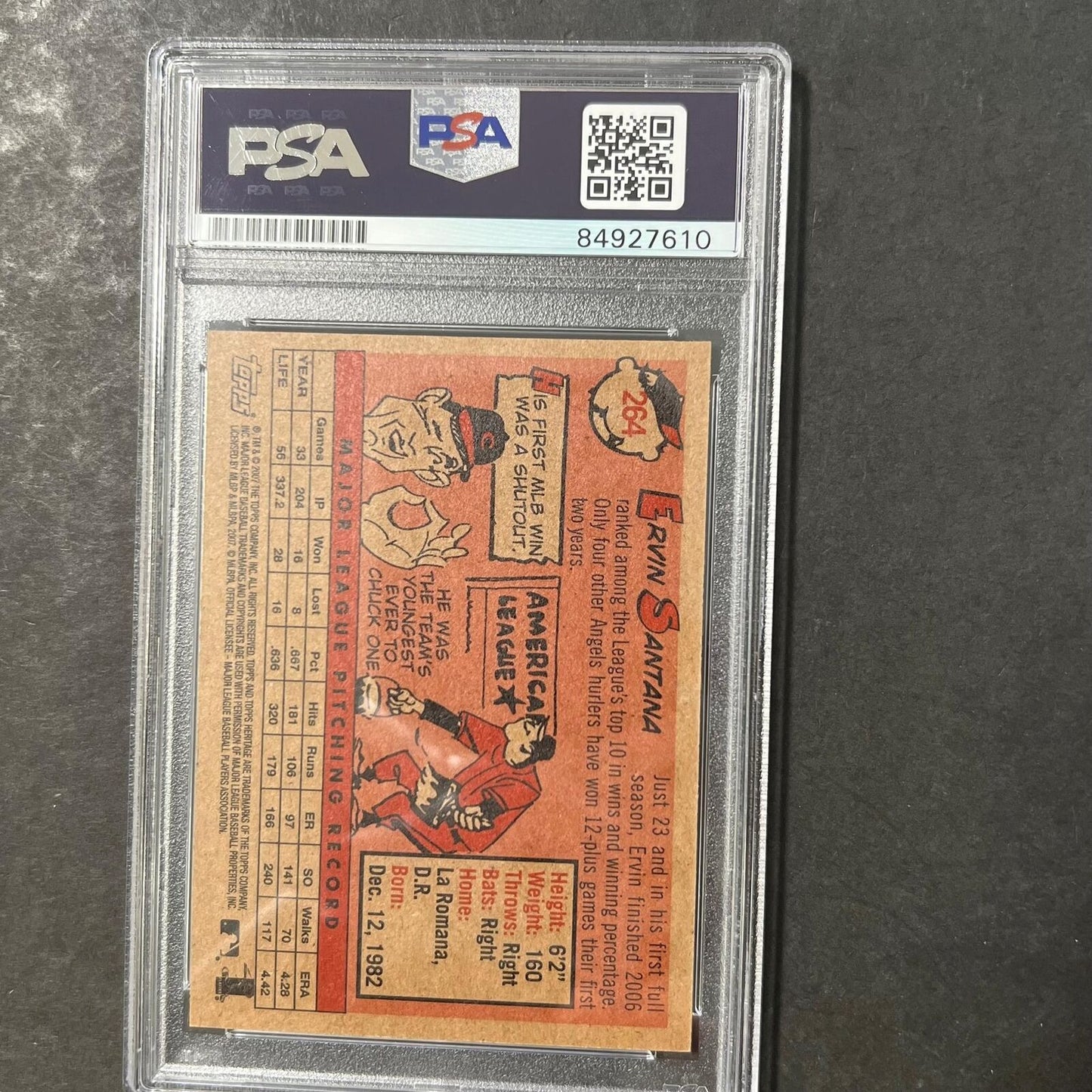 2007-08 Topps Heritage #264 Ervin Santana Signed Card AUTO 10 PSA/DNA Slabbed An