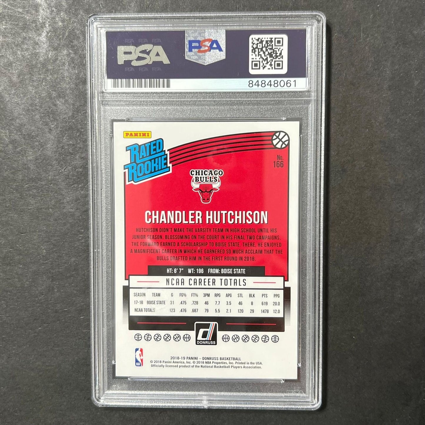 2018 Donruss Rated Rookie #166 Chandler Hutchison Signed Card AUTO PSA Slabbed R
