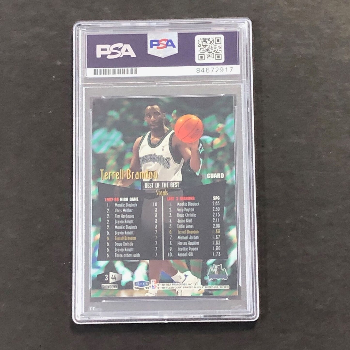 1998-99 Flair Showcase #3 Terrell Brandon Signed Card AUTO PSA/DNA Slabbed Timbe