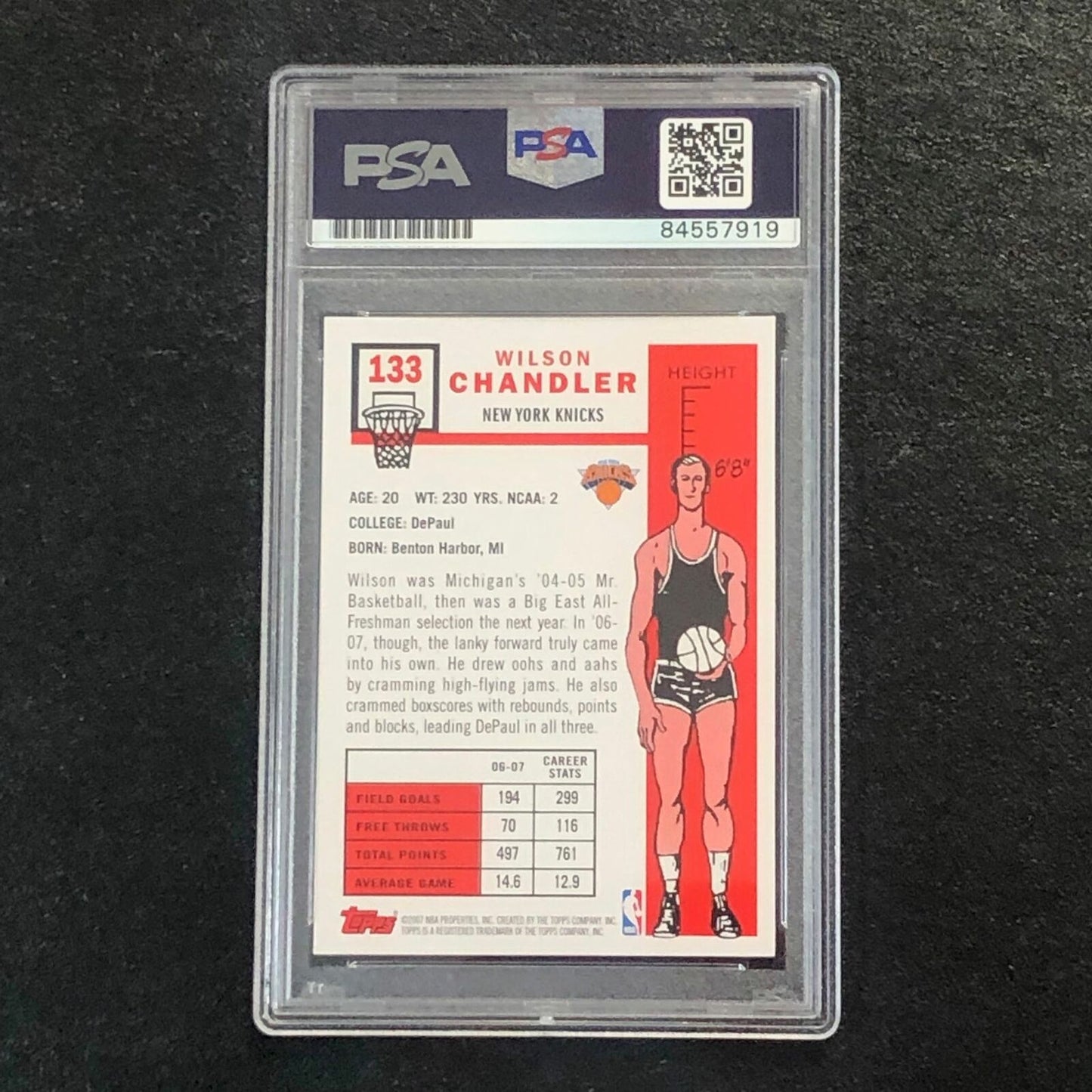 2007 Topps 50th Anniversary #133 WILSON CHANDLER Signed Card AUTO PSA Slabbed Kn