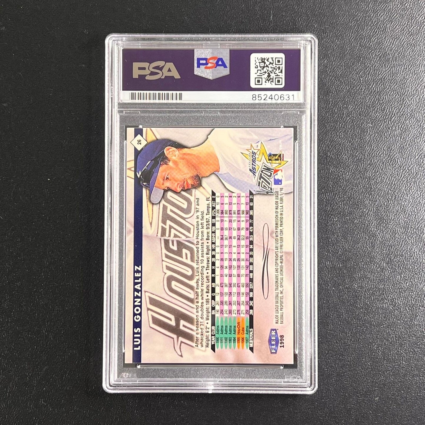 1998 Fleer #26 Luis Gonzalez Signed Card PSA Slabbed AUTO Astros
