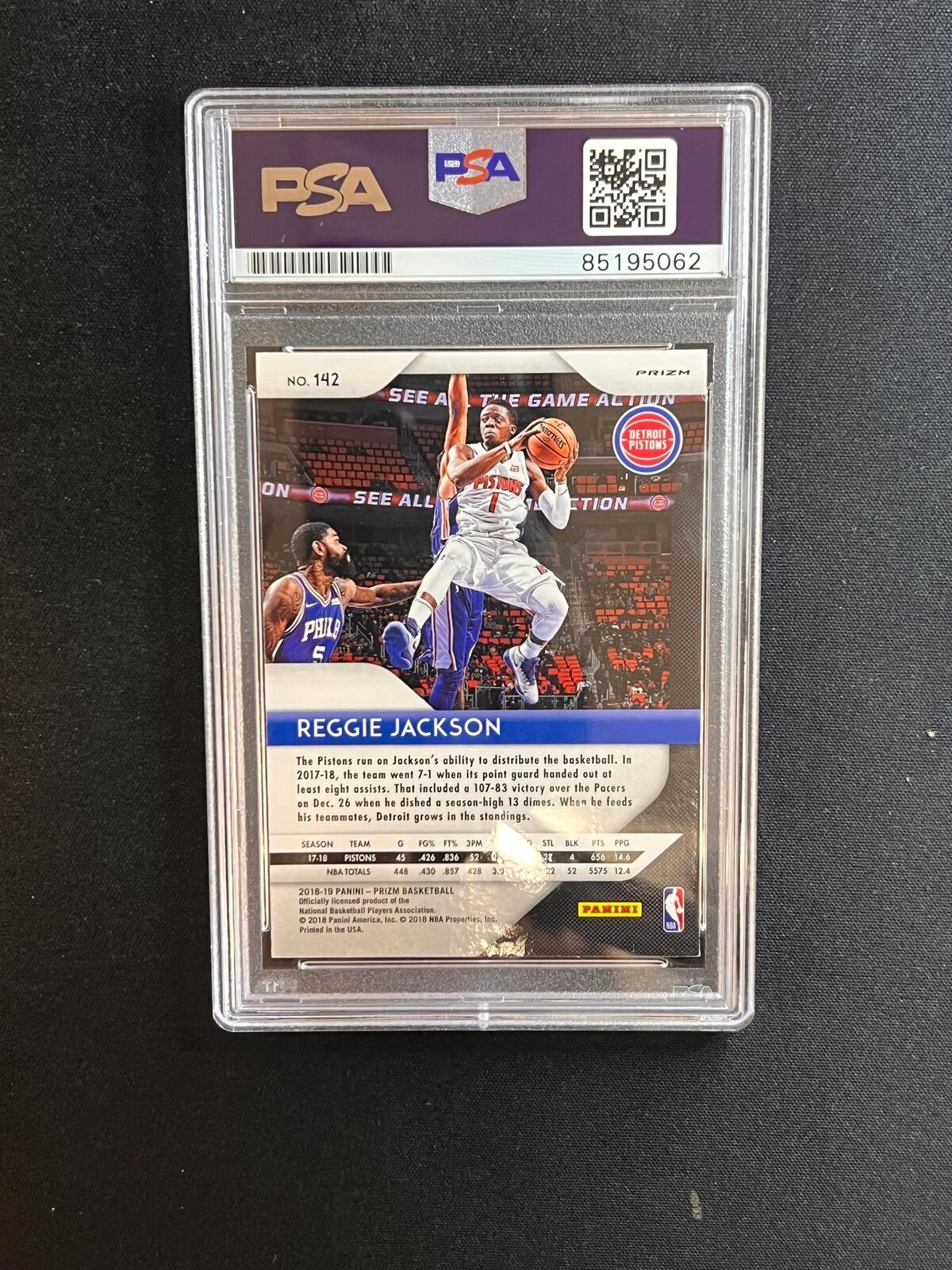 2018-19 Panini Prizm #142 Reggie Jackson Signed Card AUTO PSA Slabbed Pistons