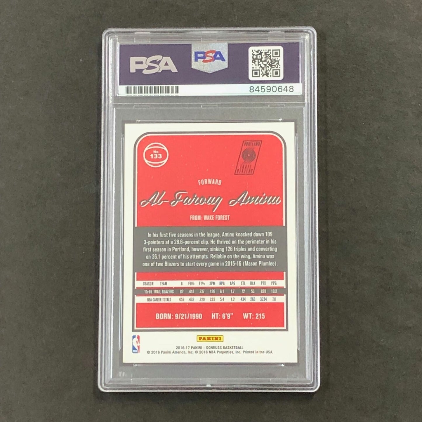 2016-17 Donruss #133 Al-Farouq Aminu Signed Card AUTO PSA Slabbed Trail Blazers