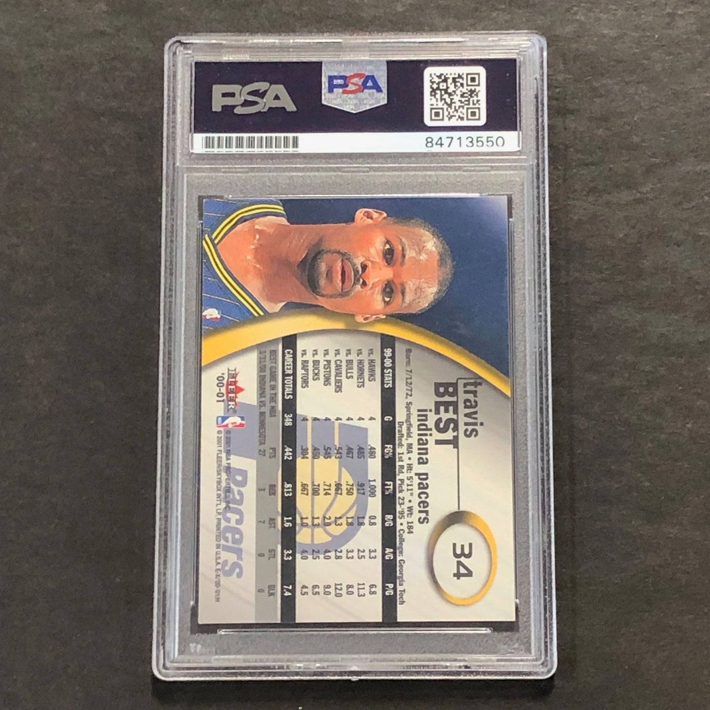 2000-01 Fleer #34 Travis Best Signed Card PSA Slabbed Pacers