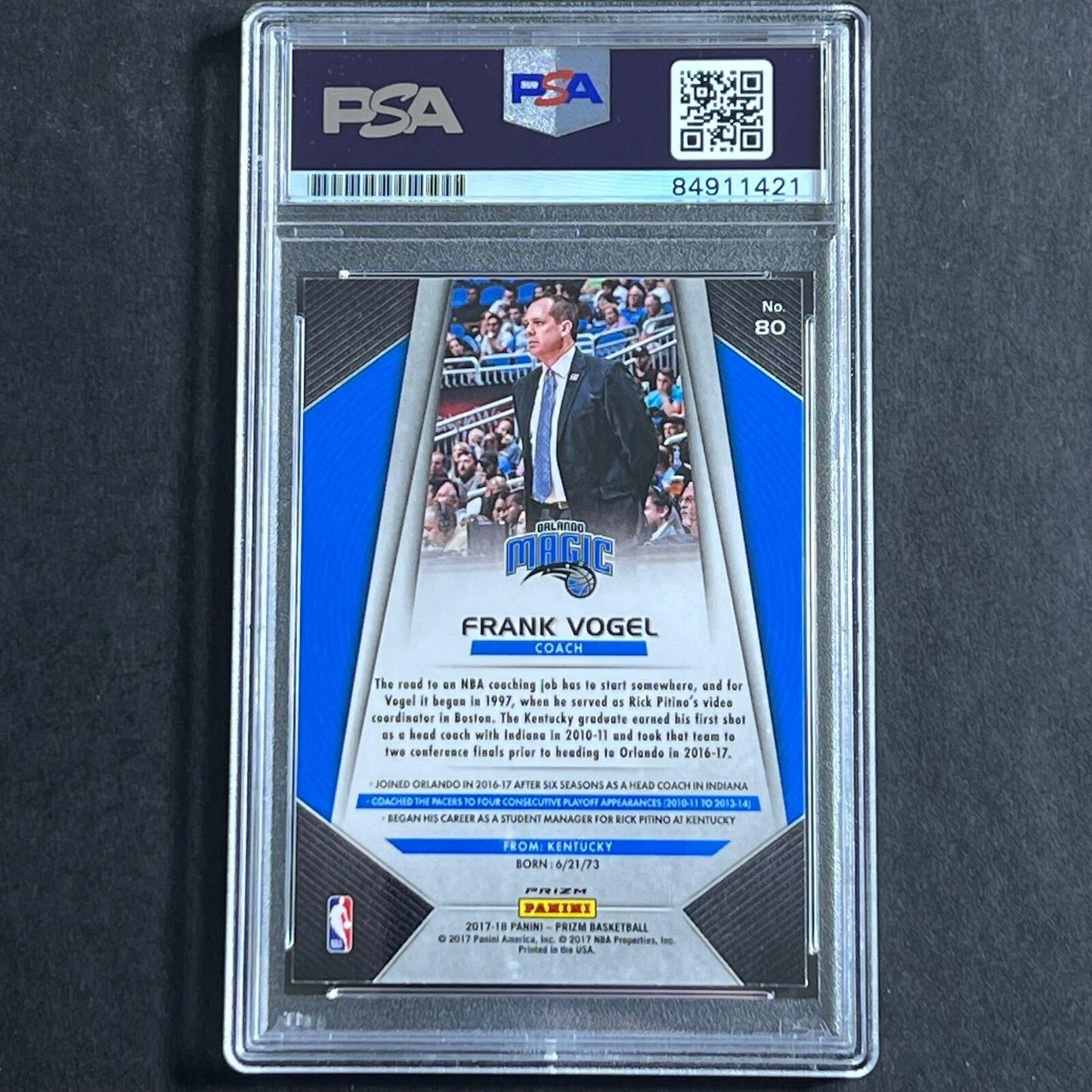 2017-18 Panini Prizm #80 Frank Vogel Signed Card AUTO PSA Slabbed Magic