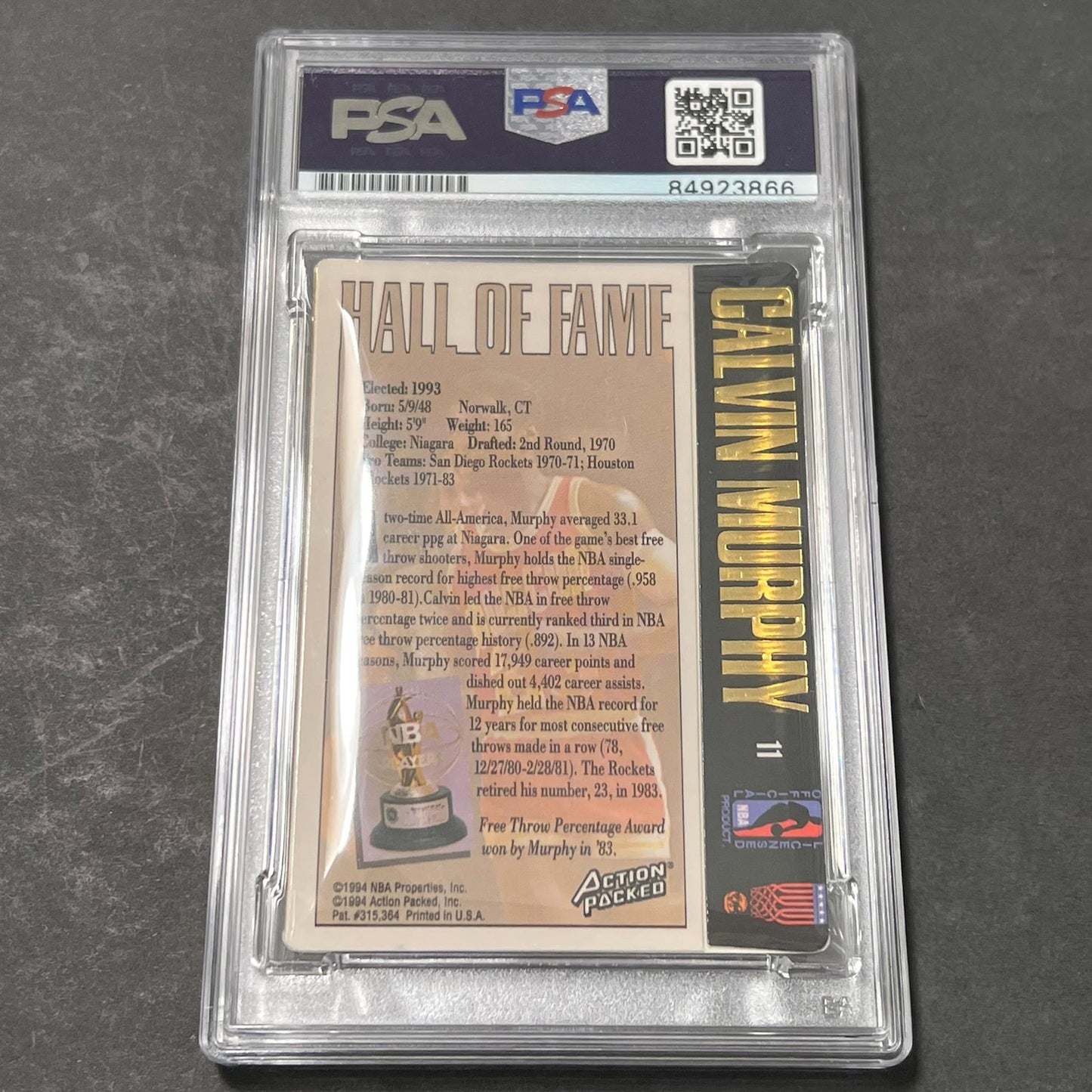 1994 NBA Properties Action Packed Calvin Murphy Signed Card AUTO PSA Slabbed Roc