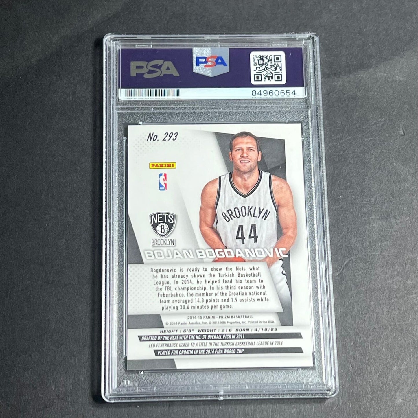 2014-15 Panini Prizm #293 Bojan Bogdanovic Signed Card AUTO PSA Slabbed RC Nets