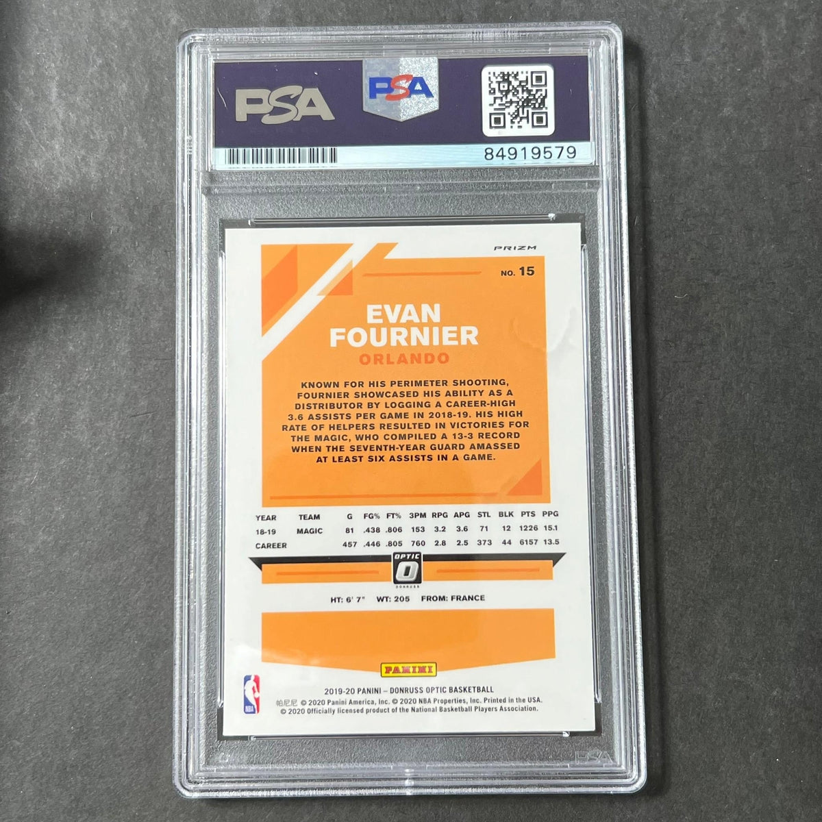 2019-20 Panini Optic #15 Evan Fournier Signed Card AUTO PSA Slabbed Magic