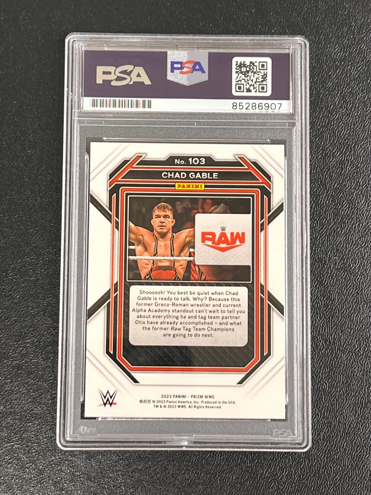 2023 Panini Prizm WWE #103 Chad Gable Signed Card PSA/DNA Slabbed AUTO Wrestler