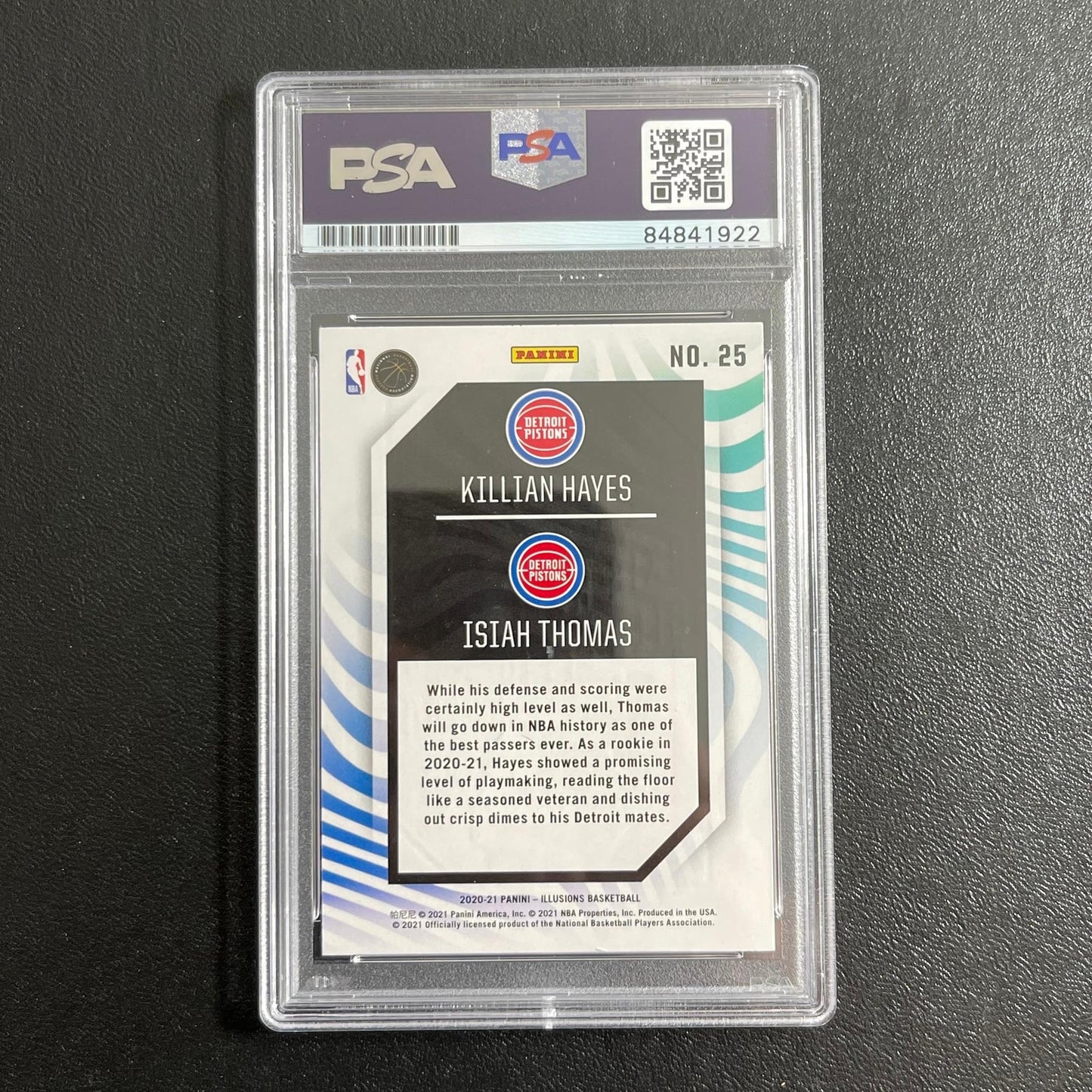 2020-21 Panini Illusions #25 Killian Hayes/Isiah Thomas Signed Card AUTO PSA Sla