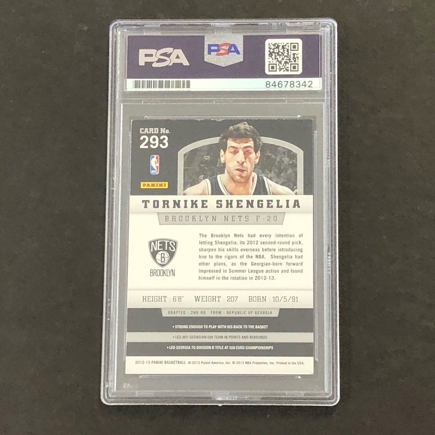 2012-13 Panini Basketball #293 Tornike Shengelia Signed Card PSA Slabbed Nets