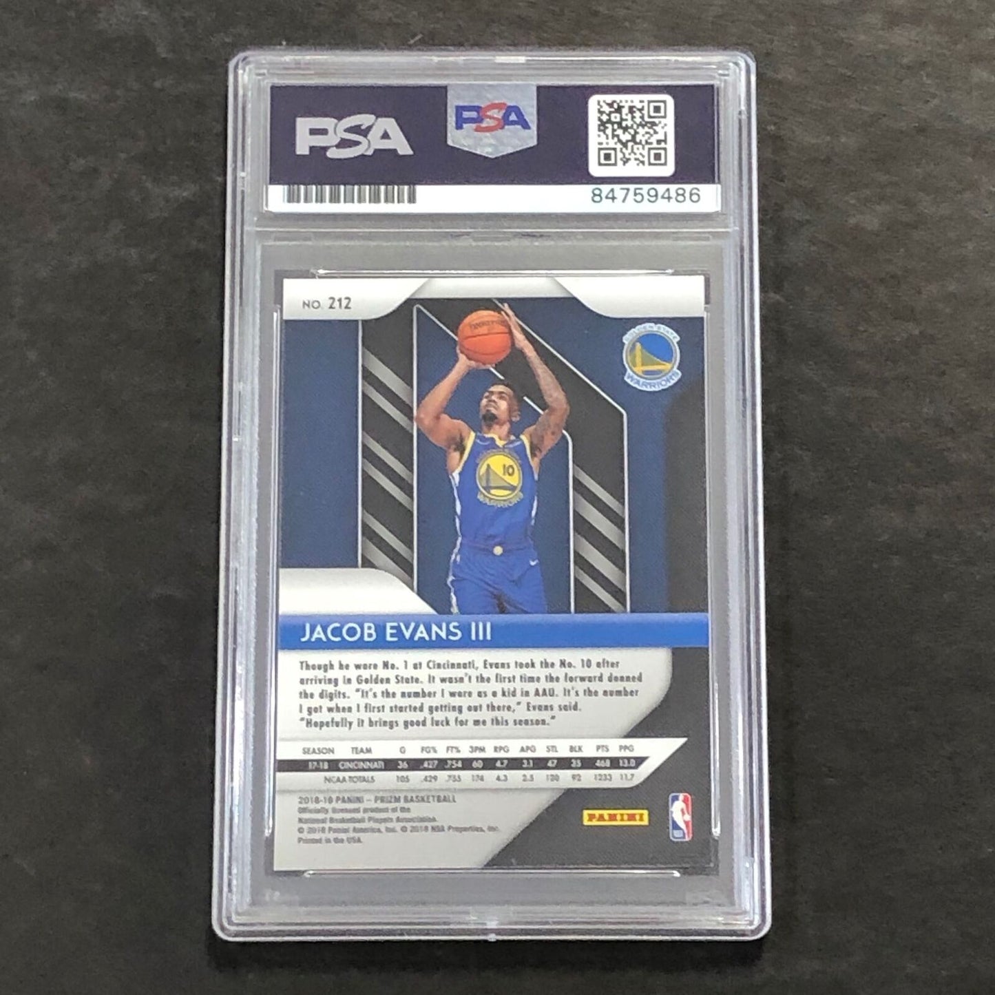 2018-19 Panini Prizm #212 Jacob Evans Signed Rookie Card AUTO PSA Slabbed RC War