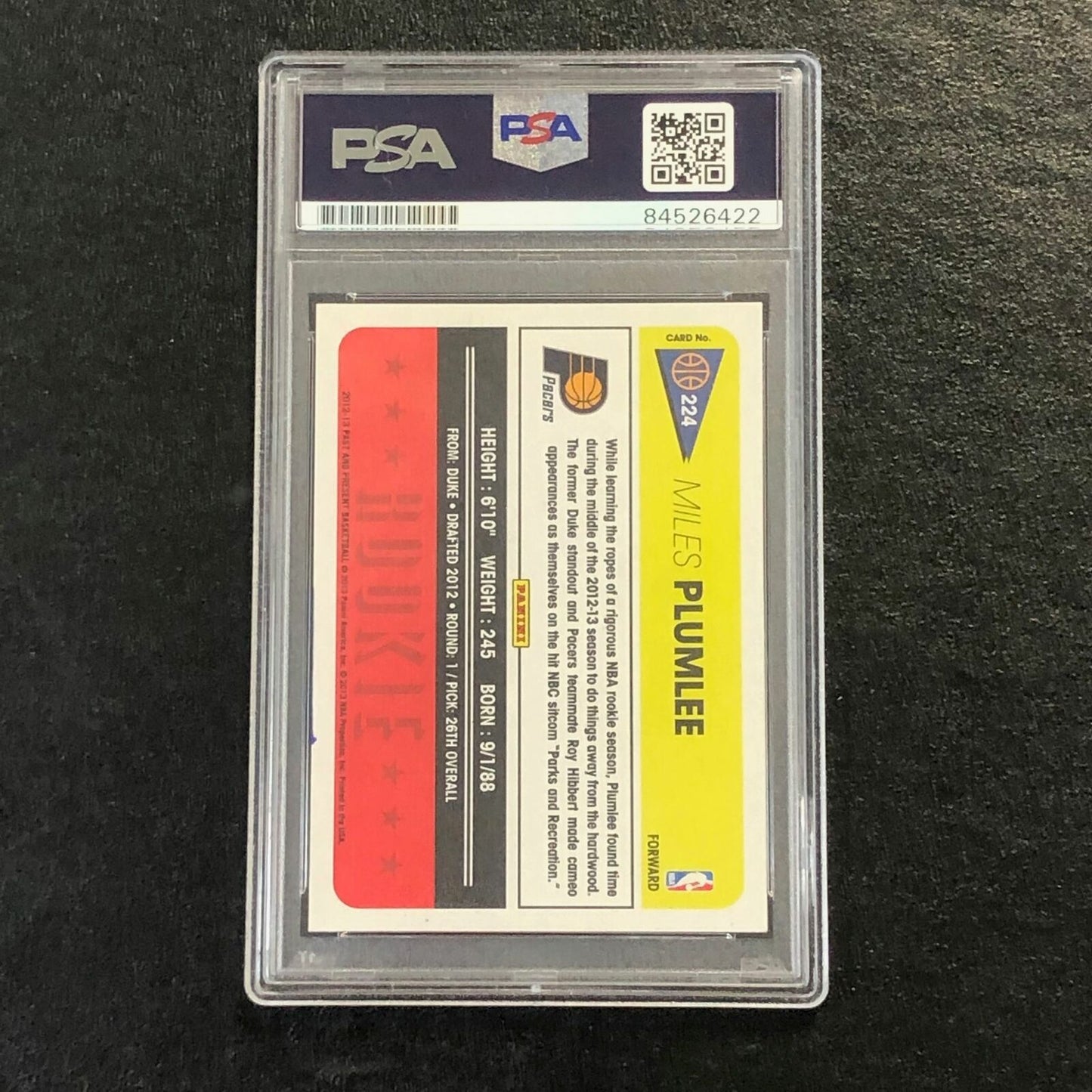 2012-13 Panini Past & Present #224 Miles Plumlee Signed Rookie Card AUTO PSA Sla