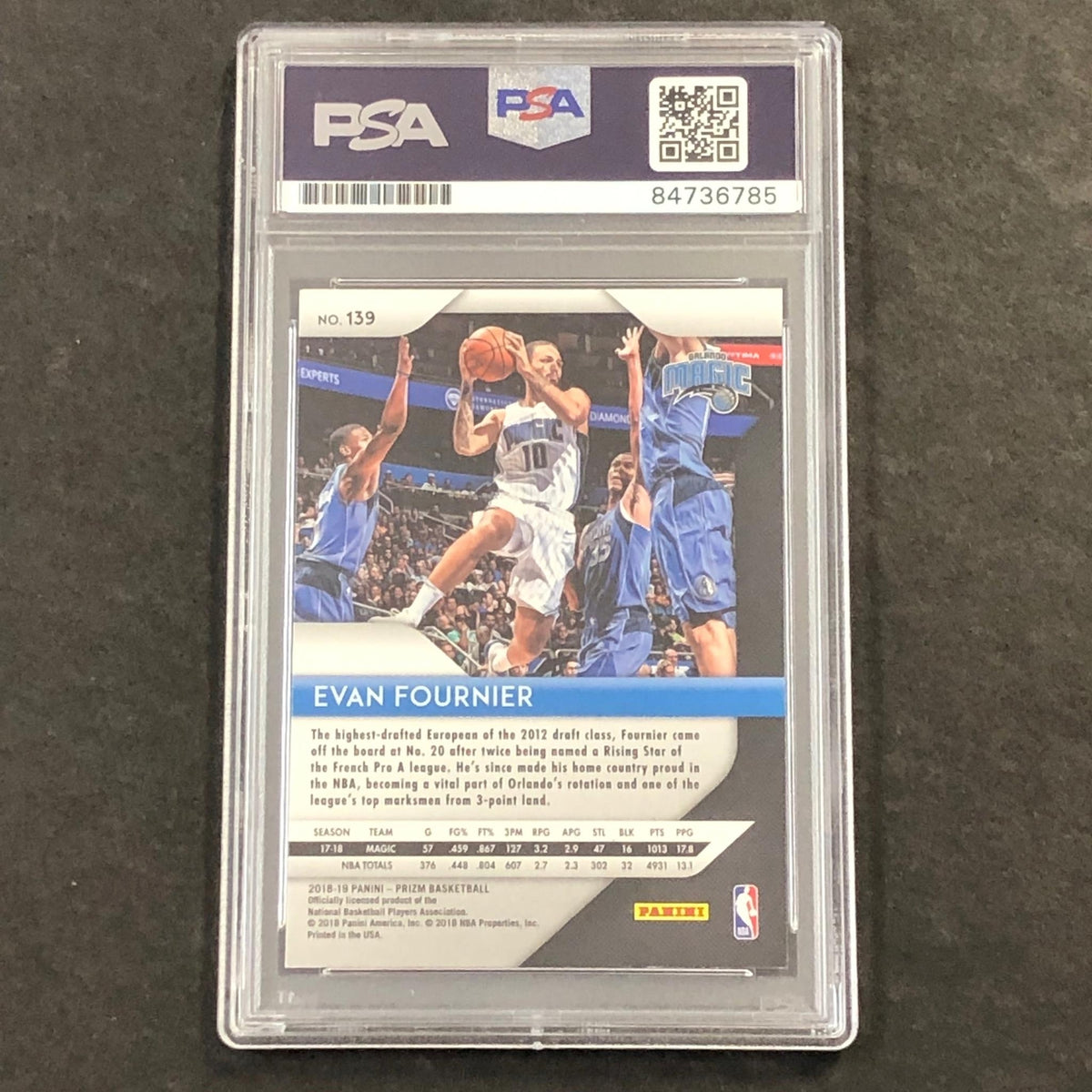 2018-19 Panini Prizm #139 Evan Fournier Signed Card AUTO PSA Slabbed Magic