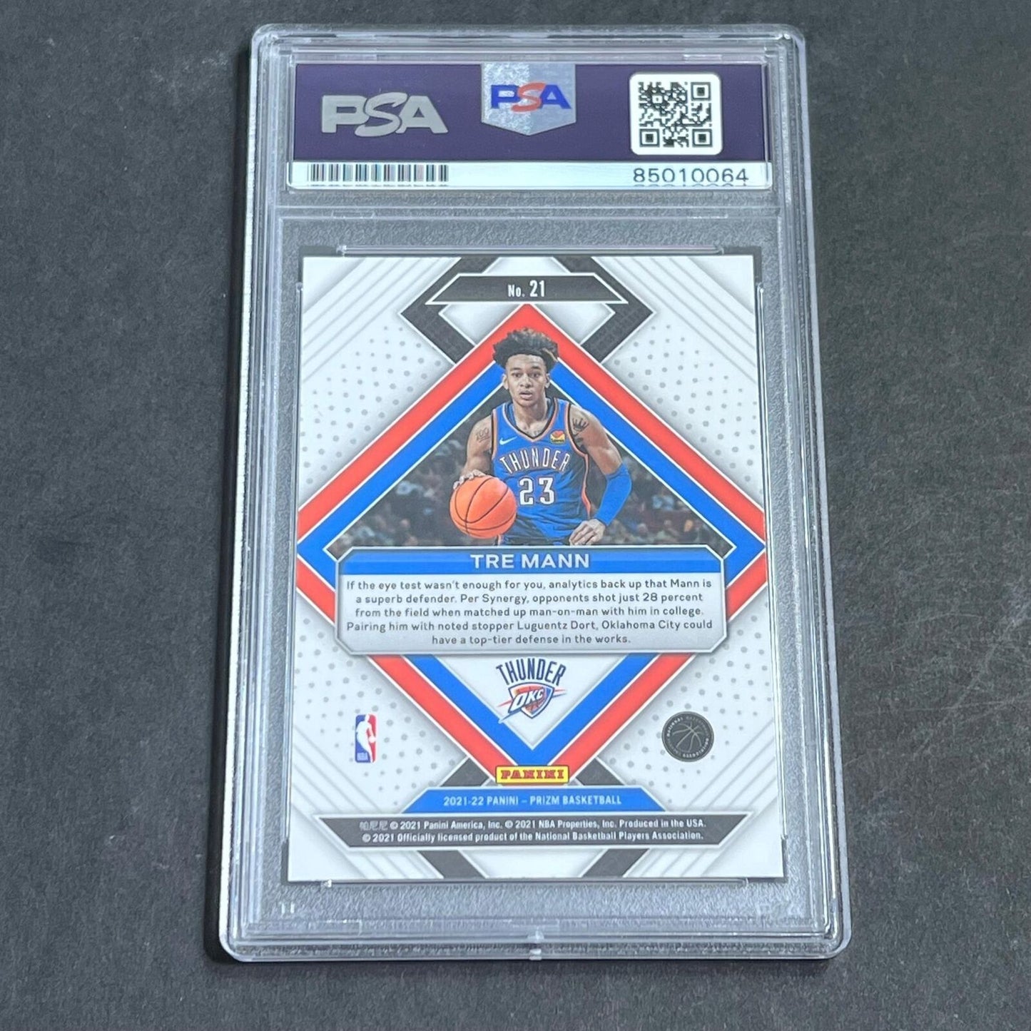 2021-22 Panini Prizm #21 Tre Mann Signed AUTO PSA Slabbed Thunder