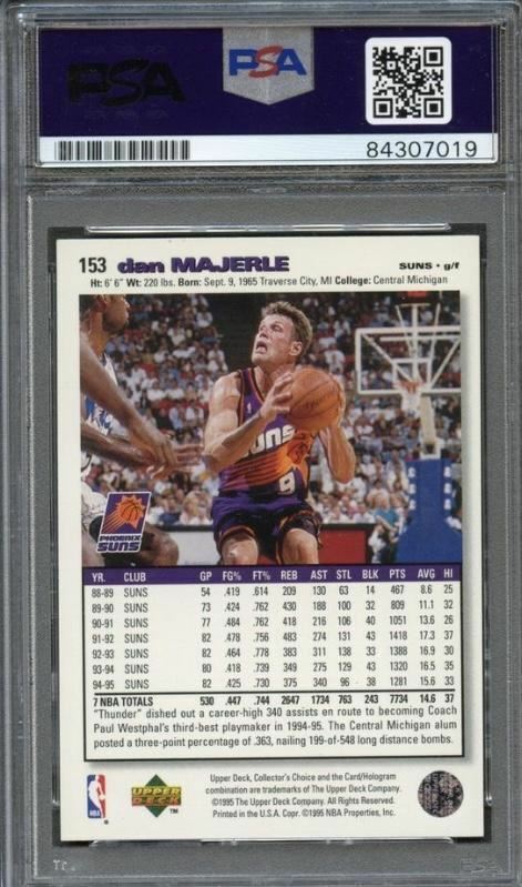 1995-96 Upper Deck Collector's Choice #153 Dan Majerle Signed Card AUTO PSA Slab
