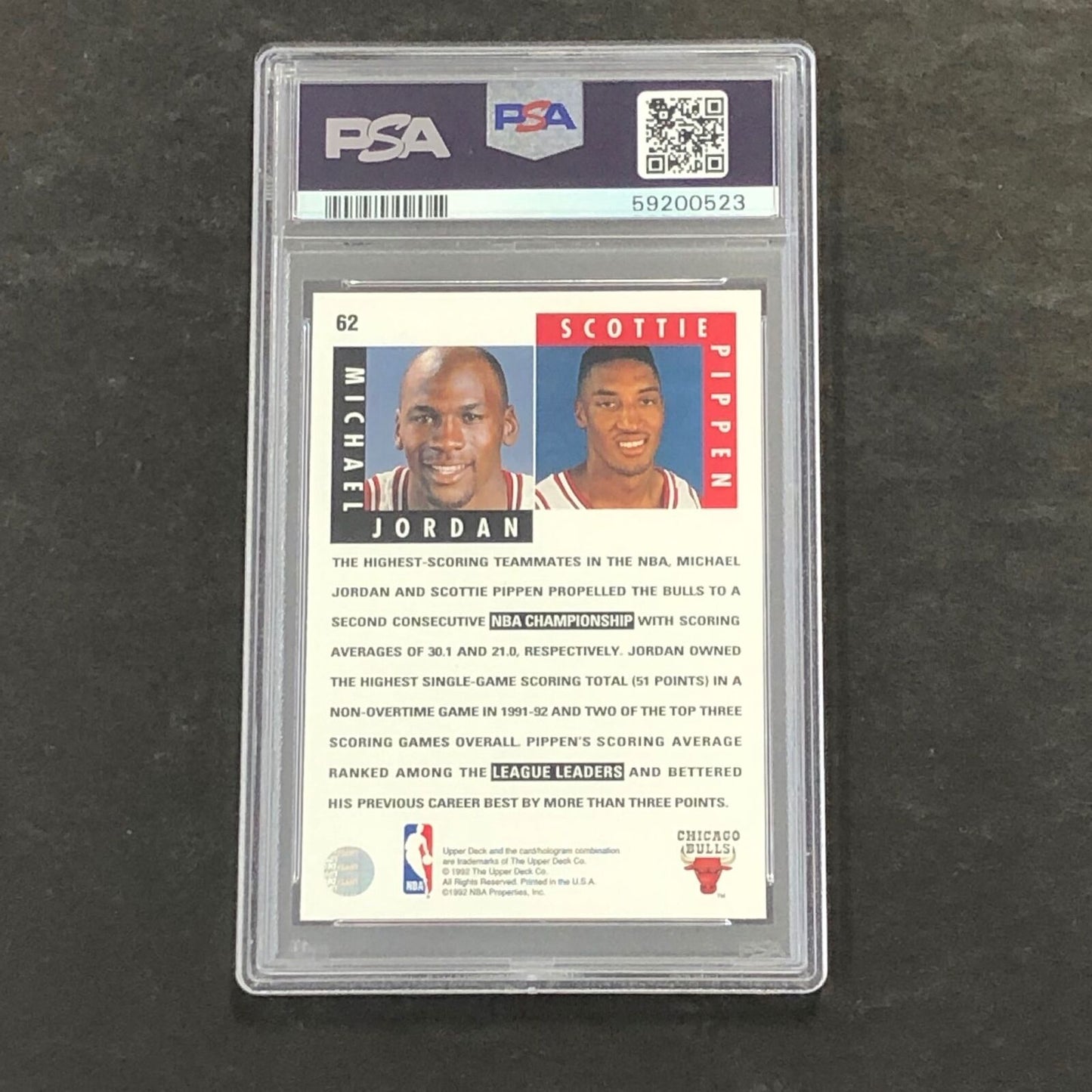 1992 Upper Deck #62 Michael Jordan/Scottie Pippen PSA 8 NM-MT Scoring Threats