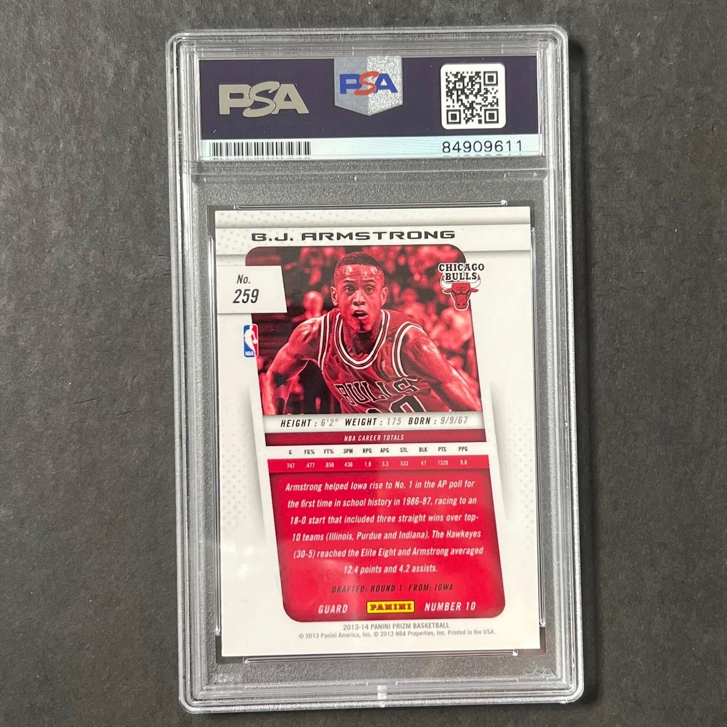 2013-14 Panini Prizm #259 B.J. Armstrong Signed Card AUTO PSA Slabbed Bulls
