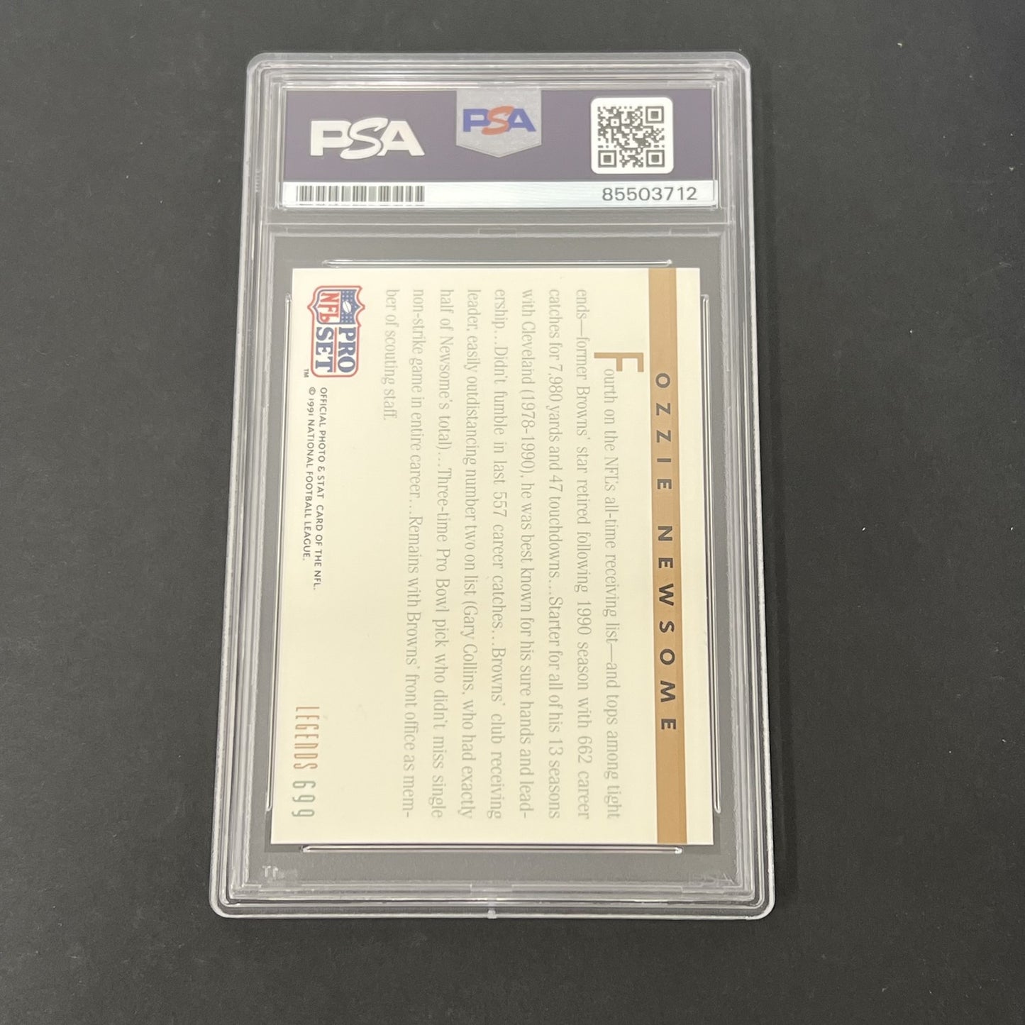 1991 NFL Pro Set #699 Ozzie Newsome Legends signed card PSA