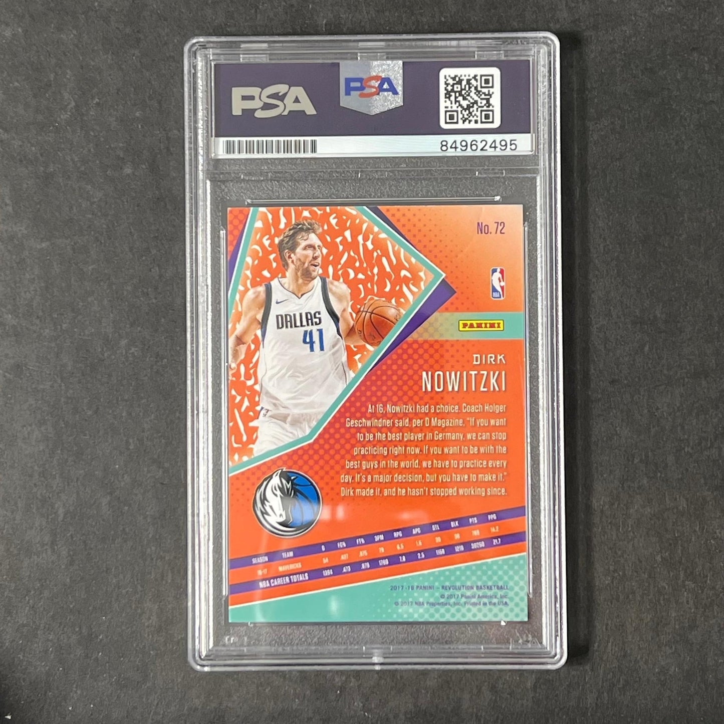 2017-18 Panini Revolution #72 Dirk Nowitzki Signed Card AUTO PSA/DNA Slabbed Mav