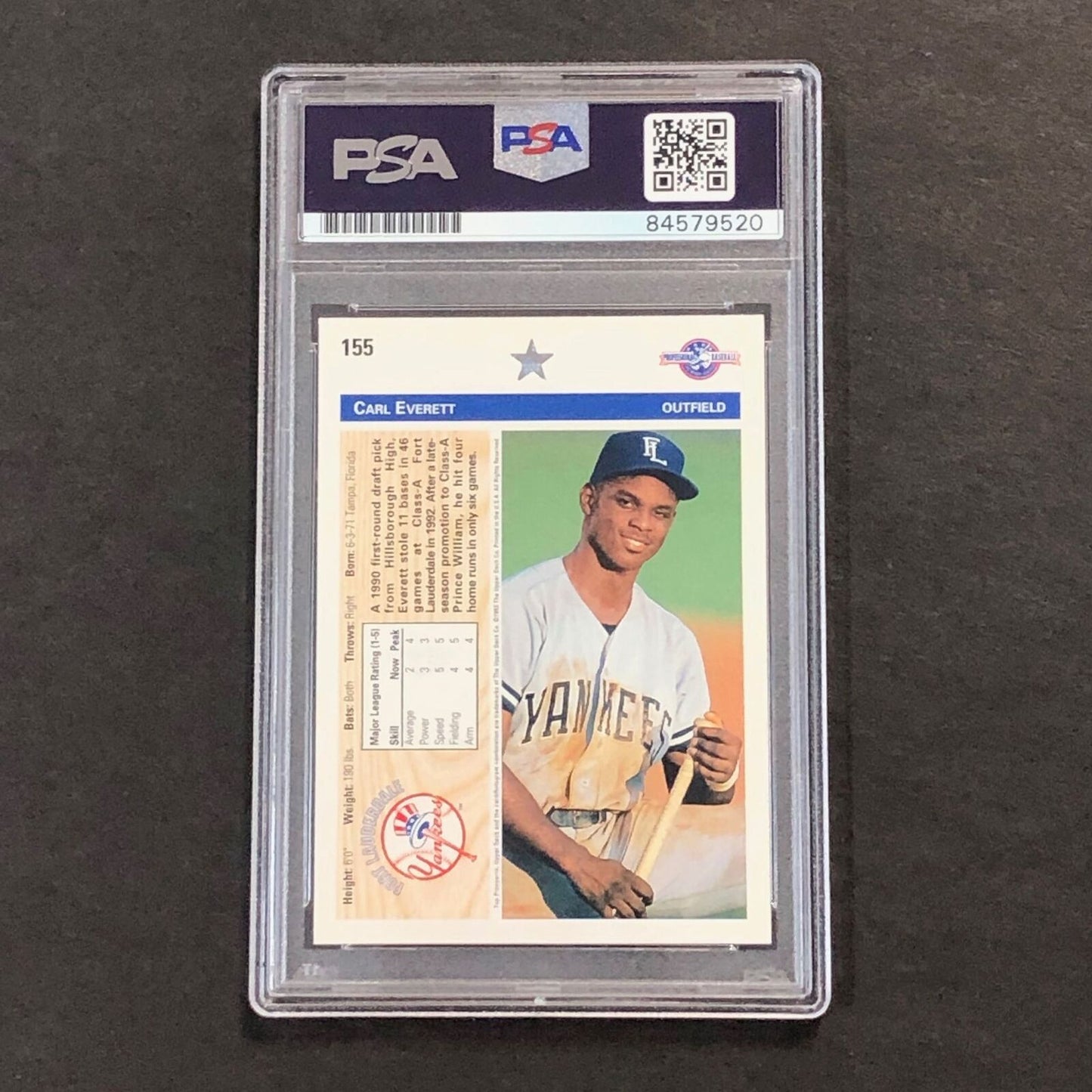 1992 Upper Deck Baseball #155 Carl Everett Signed Card AUTO 10 PSA Slabbed