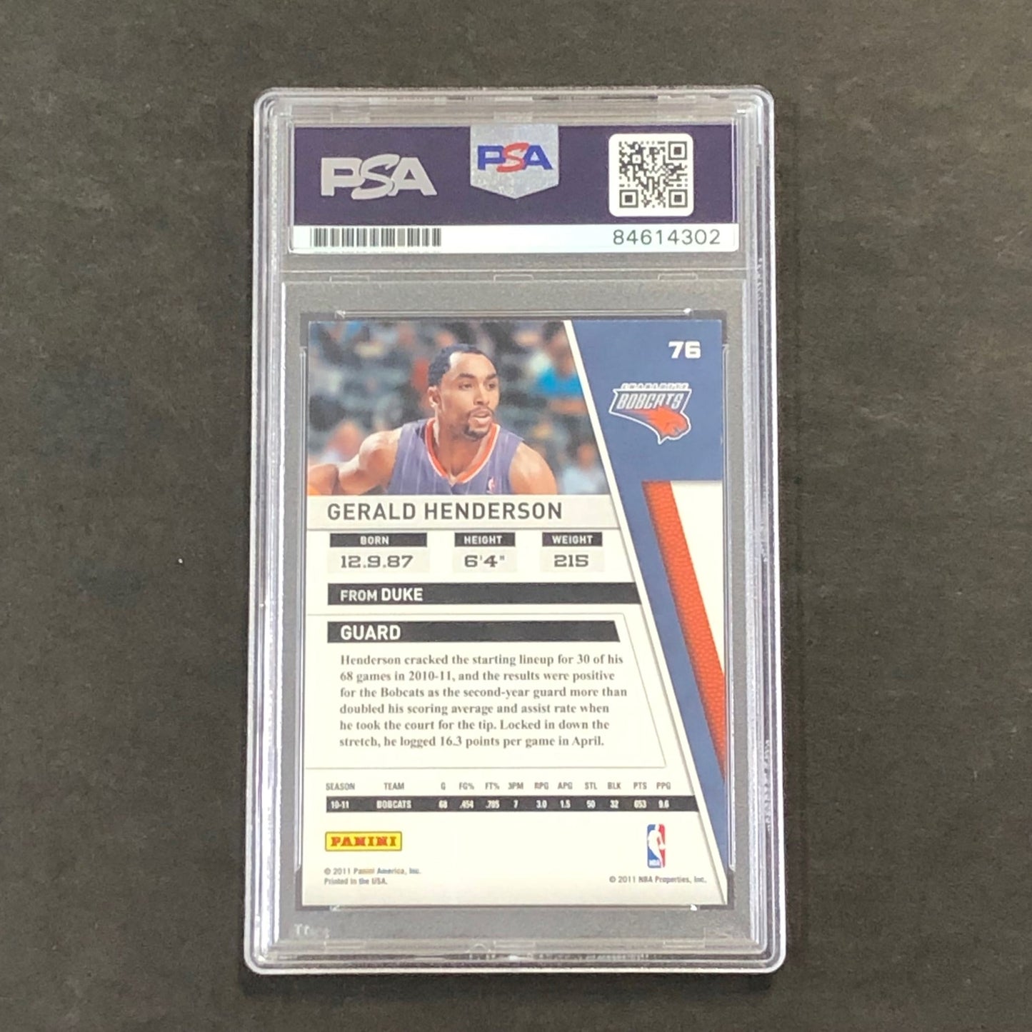 2010-11 Panini Season Update #76 Gerald Henderson Signed AUTO 10 PSA Slabbed Bob