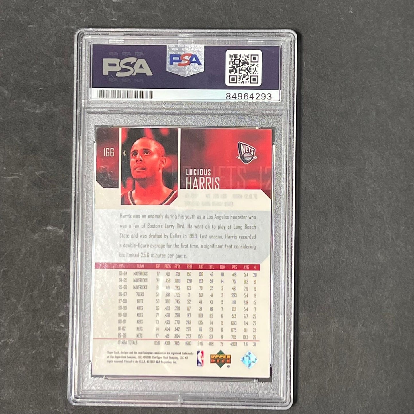 2003-04 Upper Deck #166 Lucious Harris Signed Card AUTO PSA Slabbed Nets