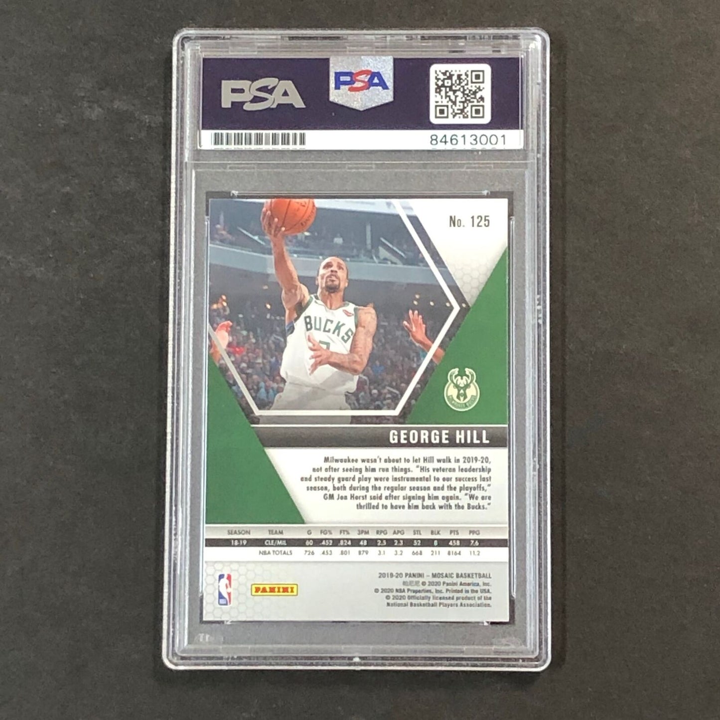 2019-20 Panini Mosaic #125 George Hill Signed Card AUTO PSA/DNA Slabbed Bucks