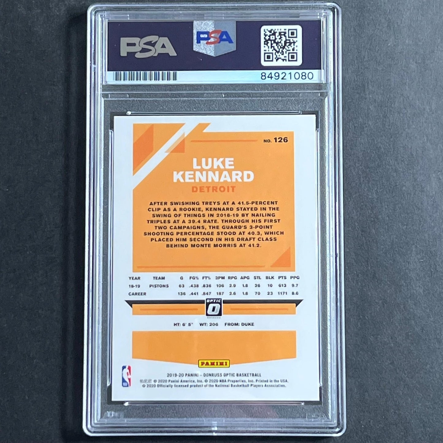 2019-20 Panini Optic #126 Luke Kennard Signed Rookie Card AUTO PSA Slabbed Pisto