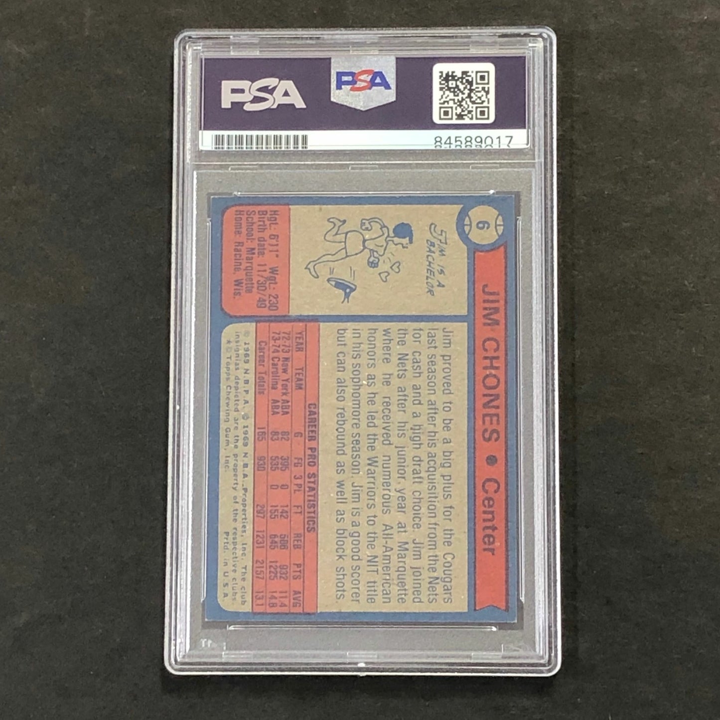 1974 Topps #6 Jim Chones Signed Card AUTO 10 PSA Slabbed Cavaliers