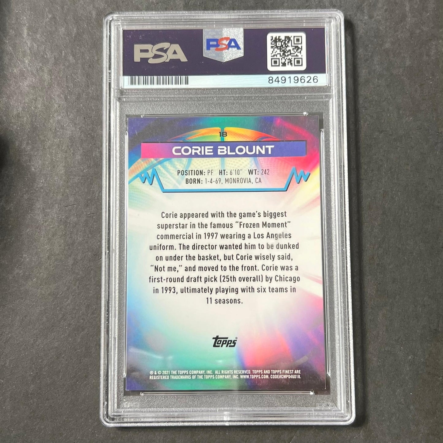 2021 Topps Finest #18 Corie Blount Signed Card AUTO PSA Slabbed Bulls
