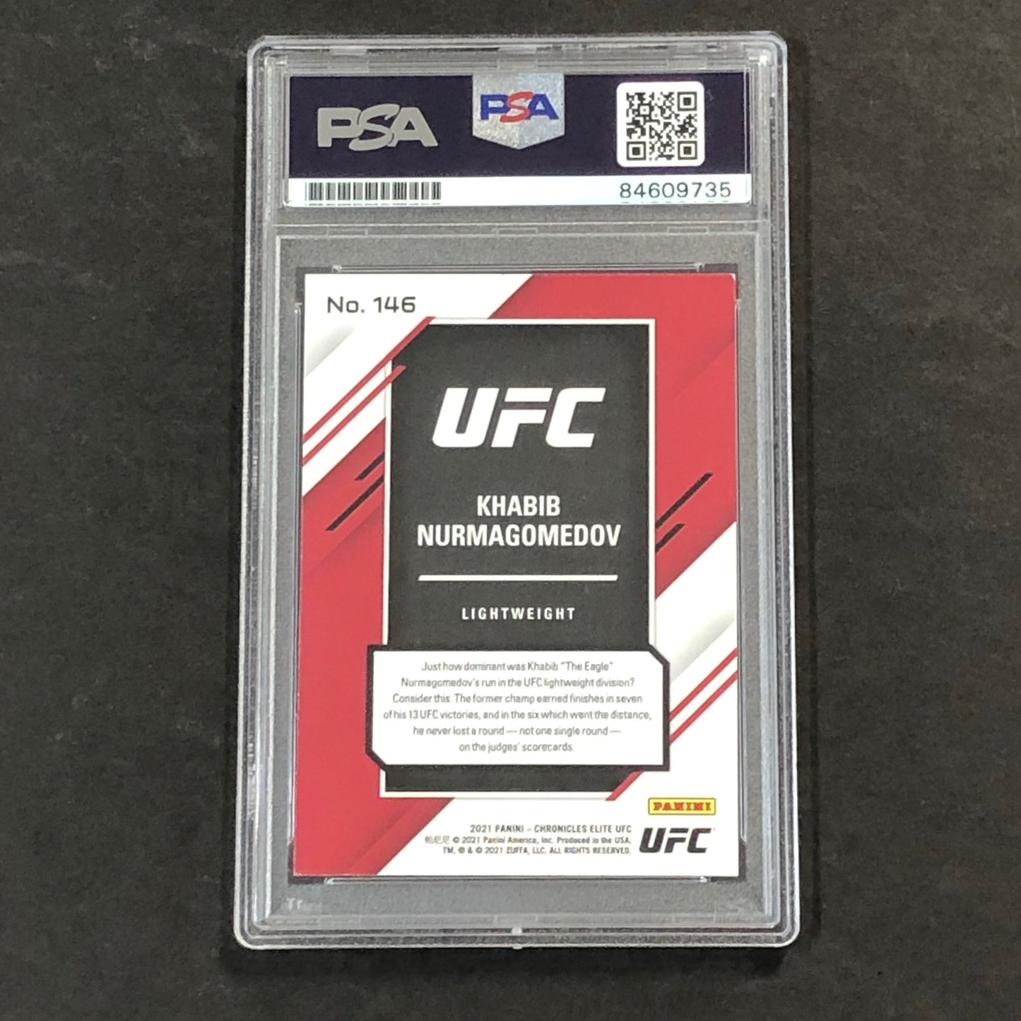 2021 Panini Chronicles Elite #146 Khabib Nurmagomedov Signed Card AUTO PSA Slabb