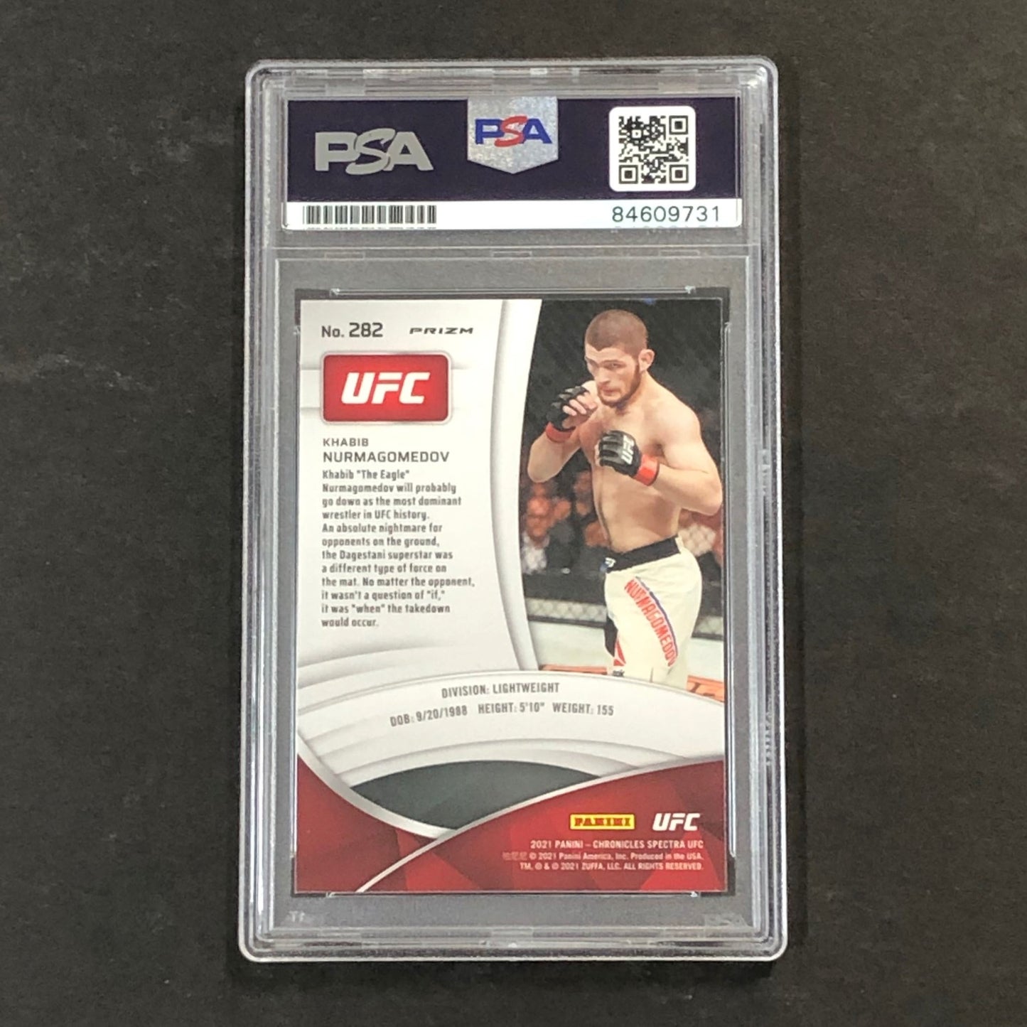 2021 Panini Chronicles Spectra #282 Khabib Nurmagomedov Signed Card AUTO PSA Sla