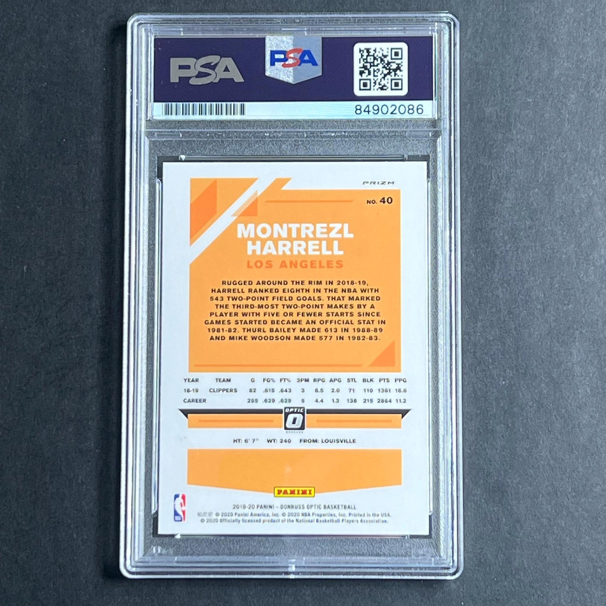 2019-20 Optic Panini #40 Montrezl Harrell Signed Card PSA Slabbed Clippers
