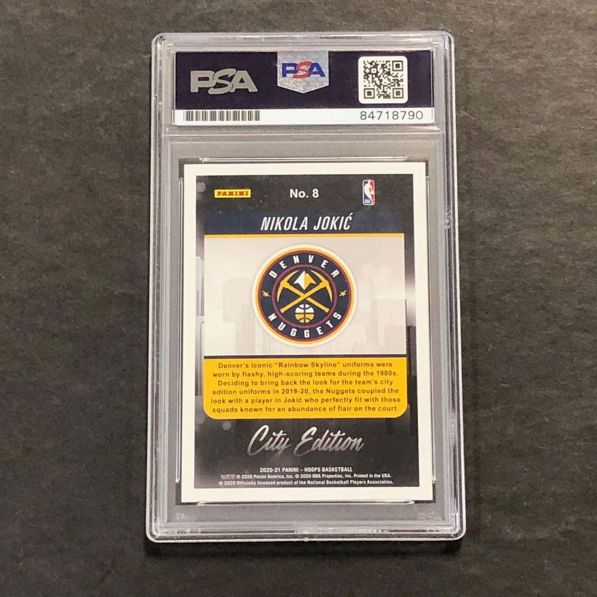 2020-21 NBA Hoops City Edition #8 Nikola Jokic Signed Card PSA Slabbed Nuggets