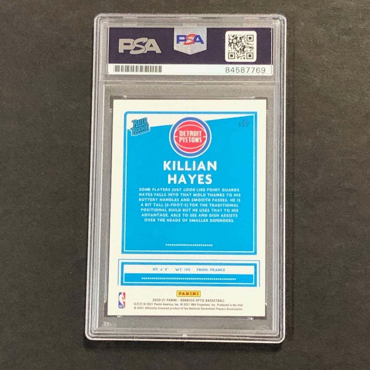 2020-21 Optic Rated Rookie #157 Killian Hayes Signed Card AUTO PSA Slabbed RC Pi