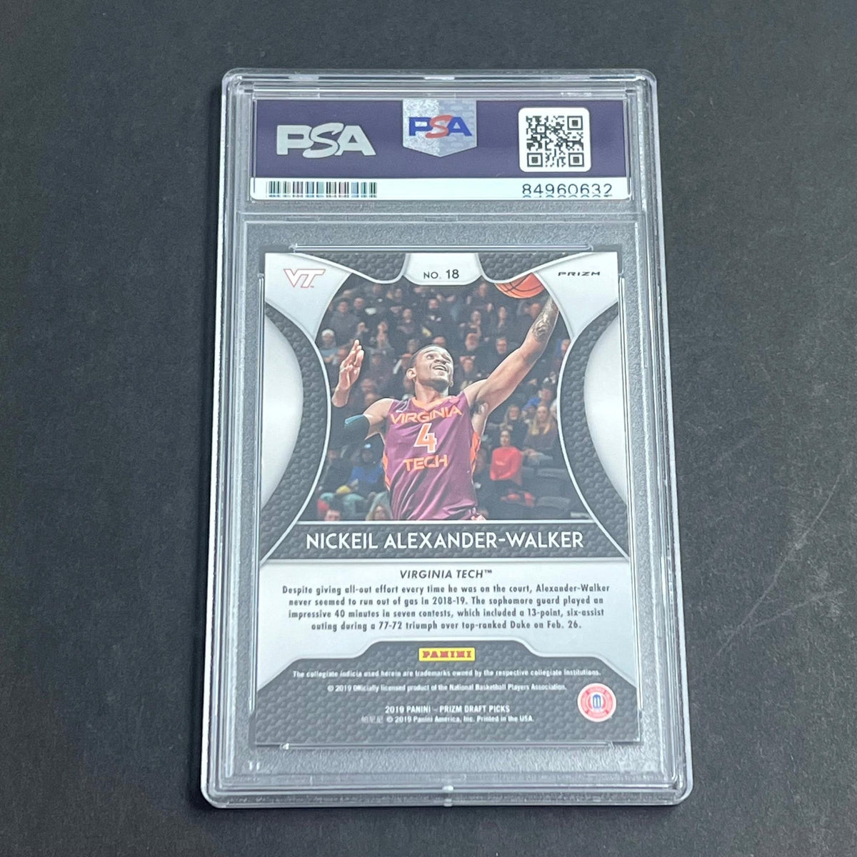 2019-20 Panini Prizm Draft Picks #18 Nickeil Alexander-Walker Signed Card AUTO P