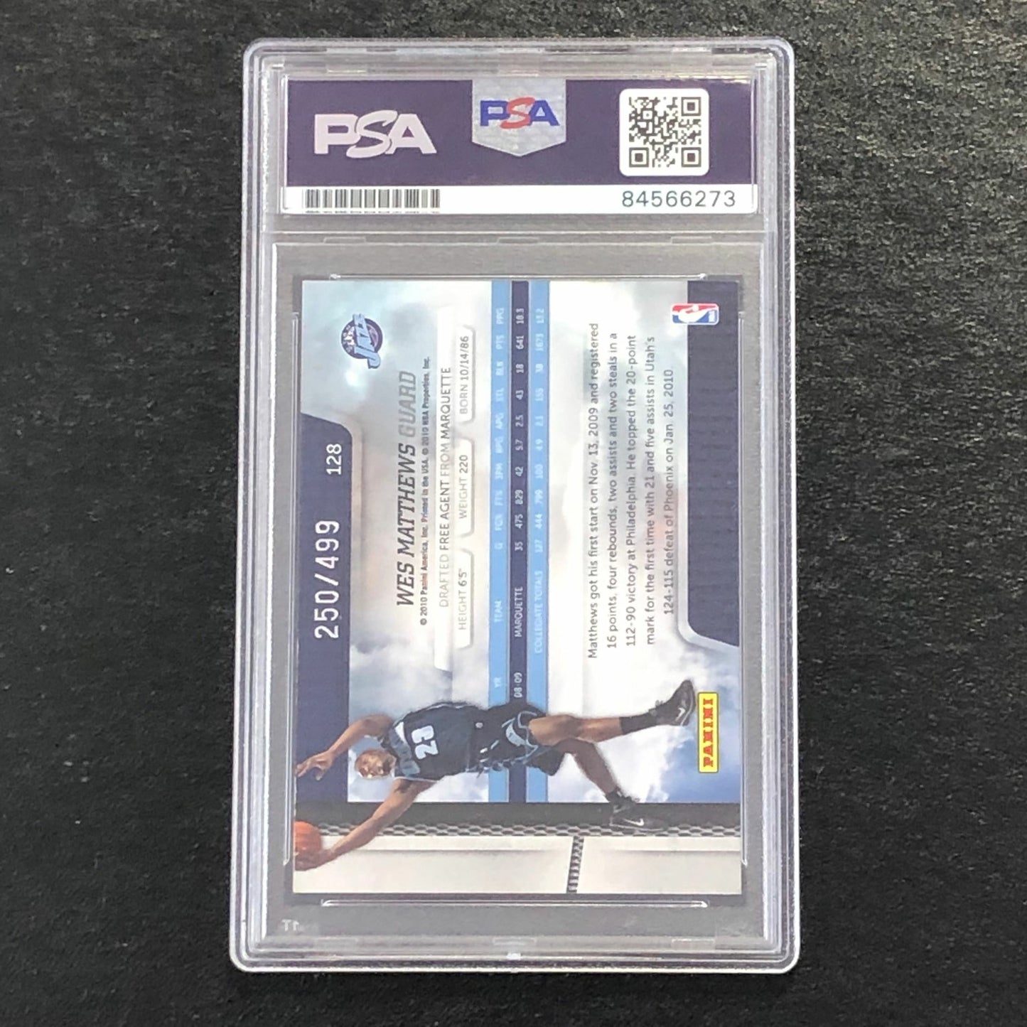 2009-10 Absolute Memorabilia #128 Wesley Matthews Signed Card AUTO 10 PSA Slabbe