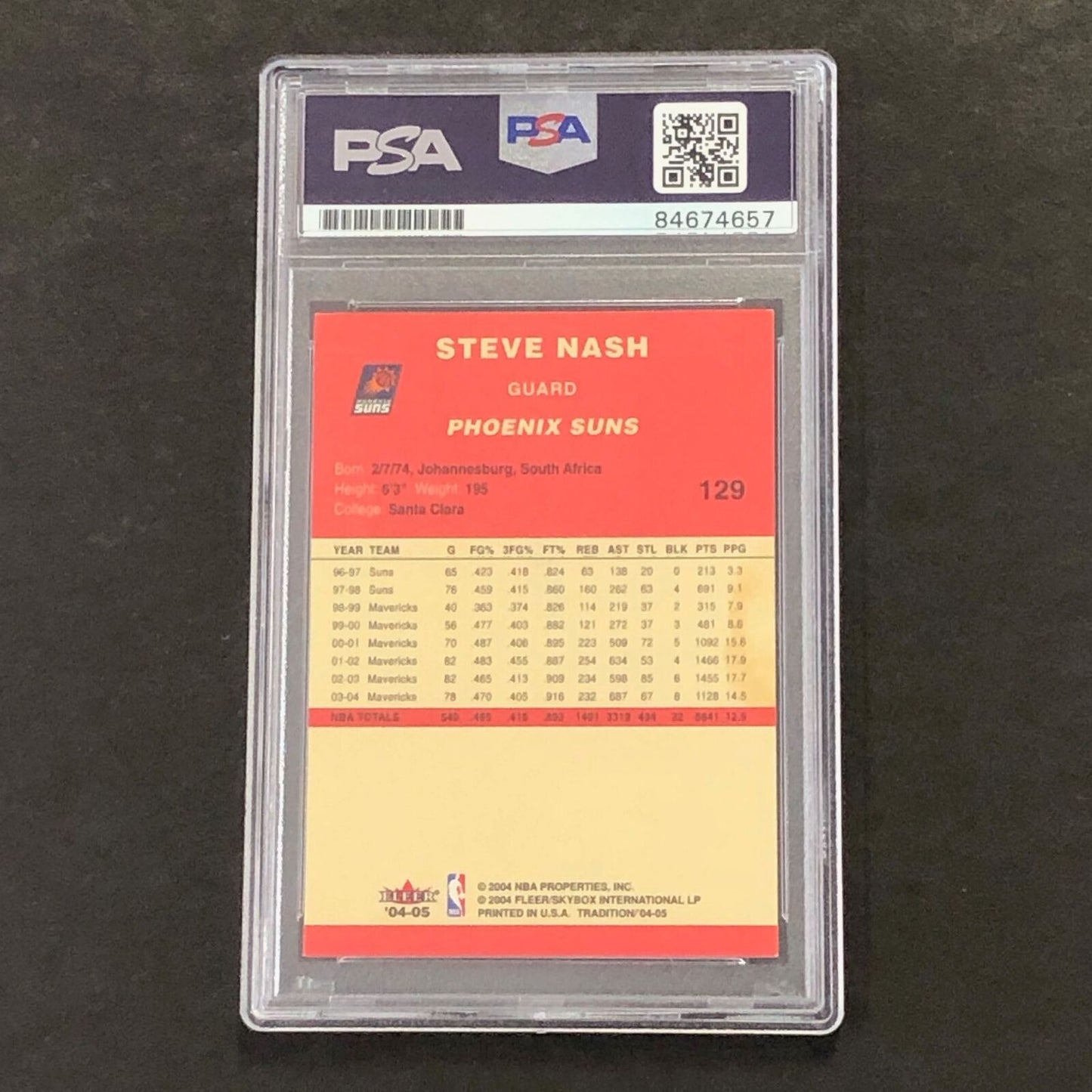 2004-05 Fleer Tradition #129 Steve Nash Signed Card AUTO 10 PSA Slabbed Suns