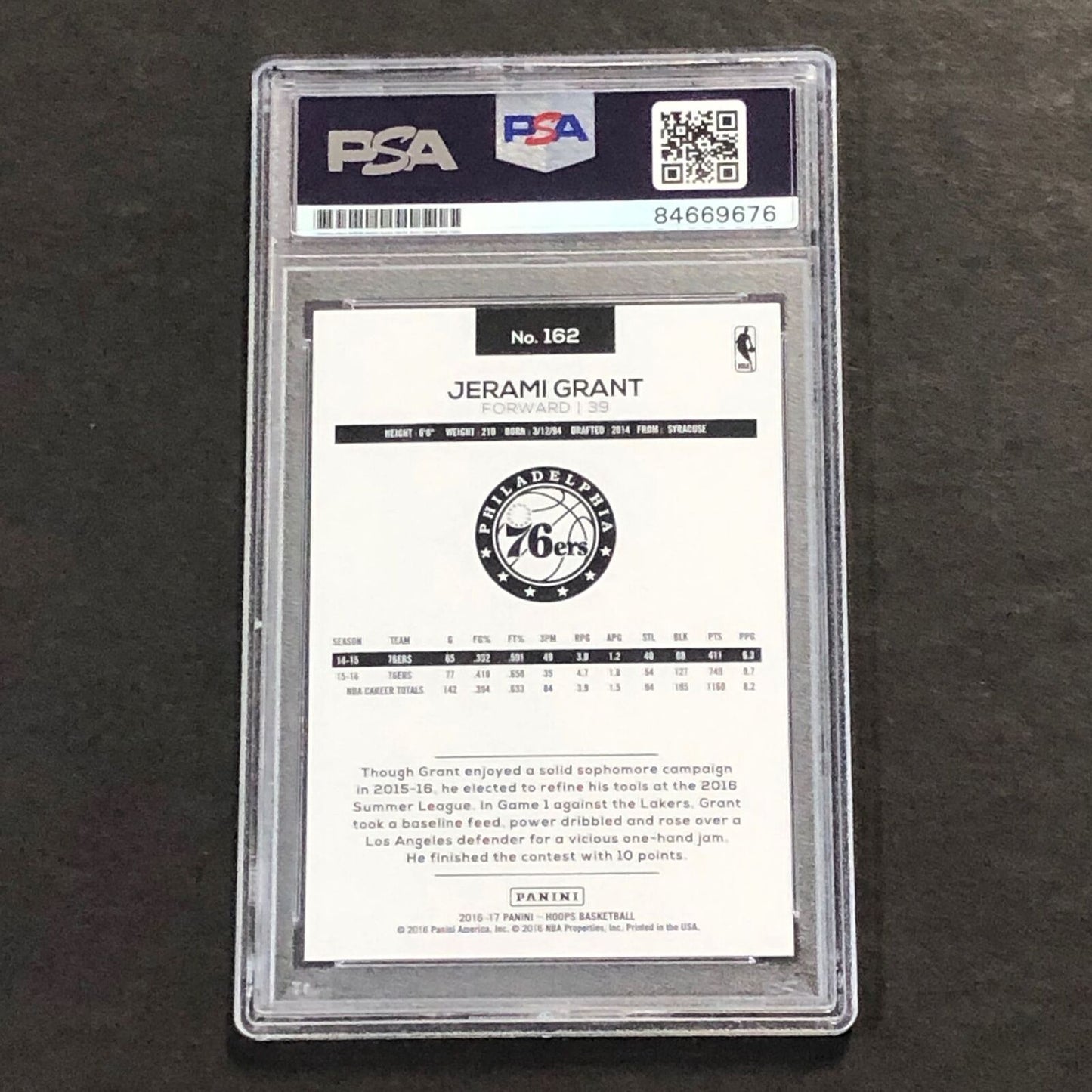 2016-17 Panini NBA Hoops #162 Jerami Grant Signed Card AUTO PSA Slabbed Nuggets