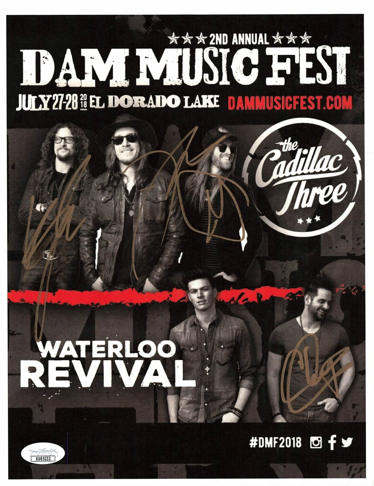 Cadillac Three signed 8.5x11 photo JSA Autographed Waterloo Revival