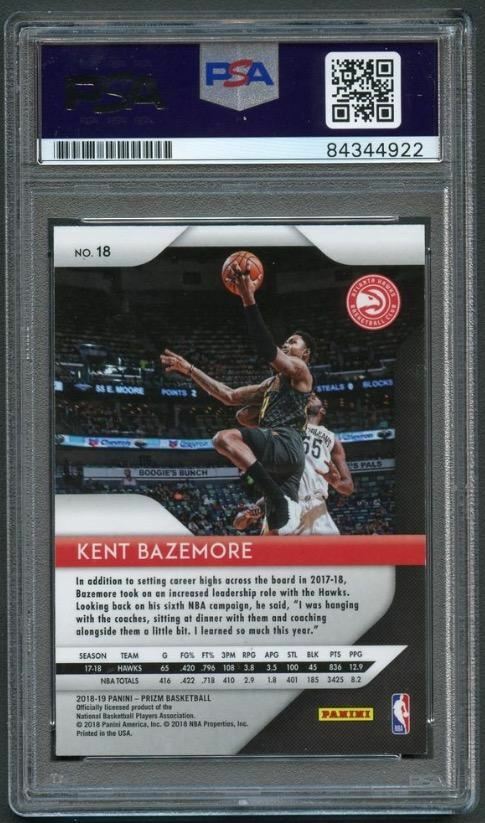 2018-19 PANINI PRIZM #11 Kent Bazemore Signed Card AUTO PSA Slabbed Hawks
