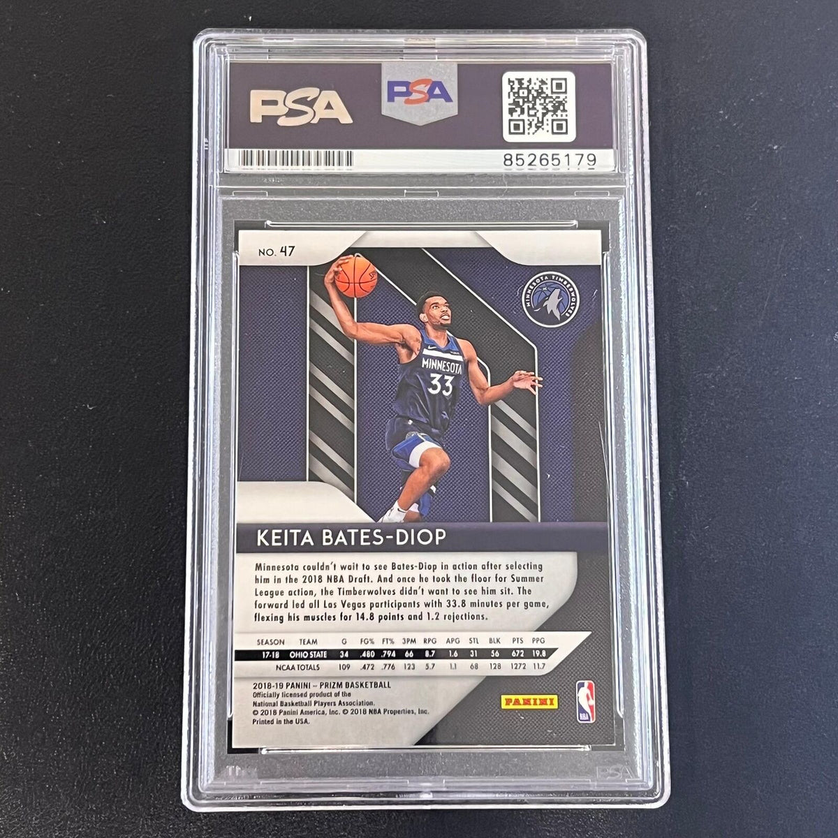 2018-19 Panini Prizm #47 Keita Bates-Diop Signed Card AUTO PSA/DNA Slabbed RC Ti